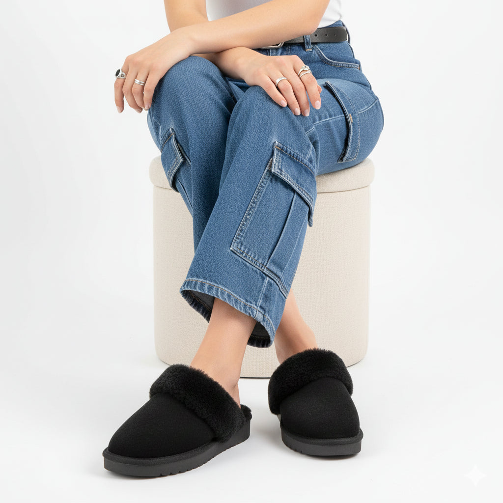 Hush Suede Slippers Black