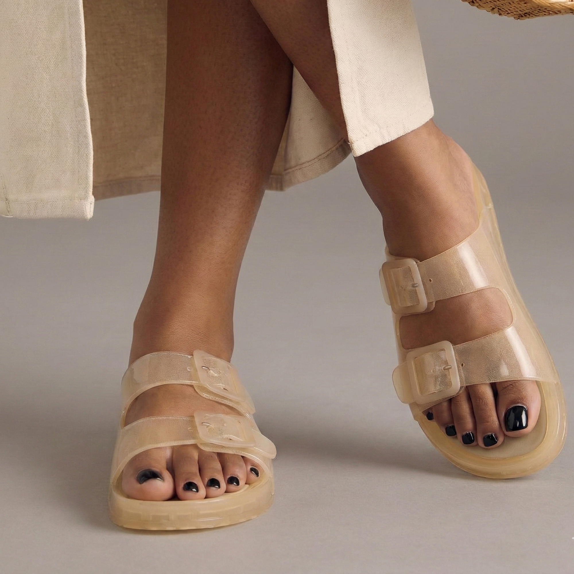 Pool Slide Sandals Champagne Medium