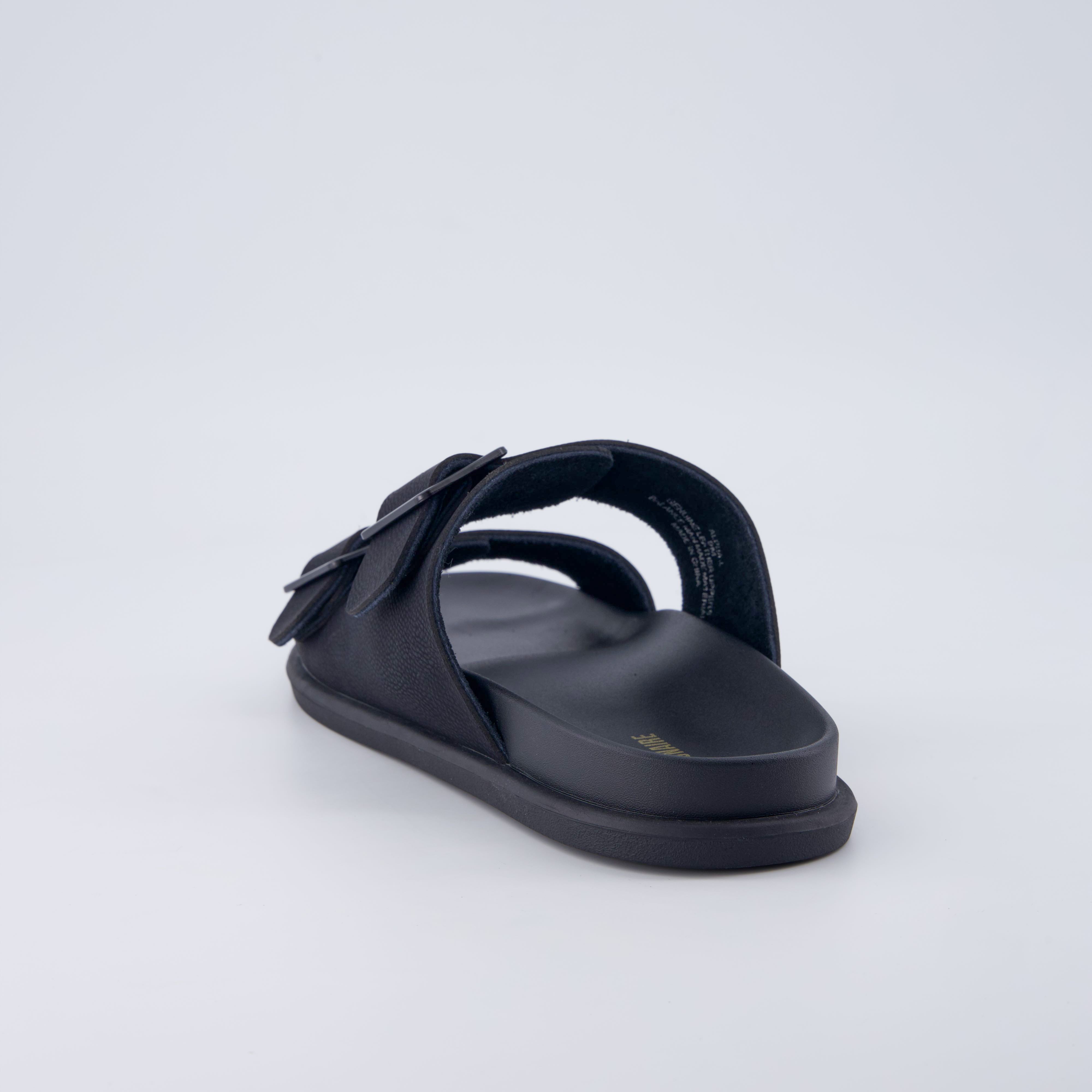 Alpha Genuine Leather Mens Sandals Black Medium