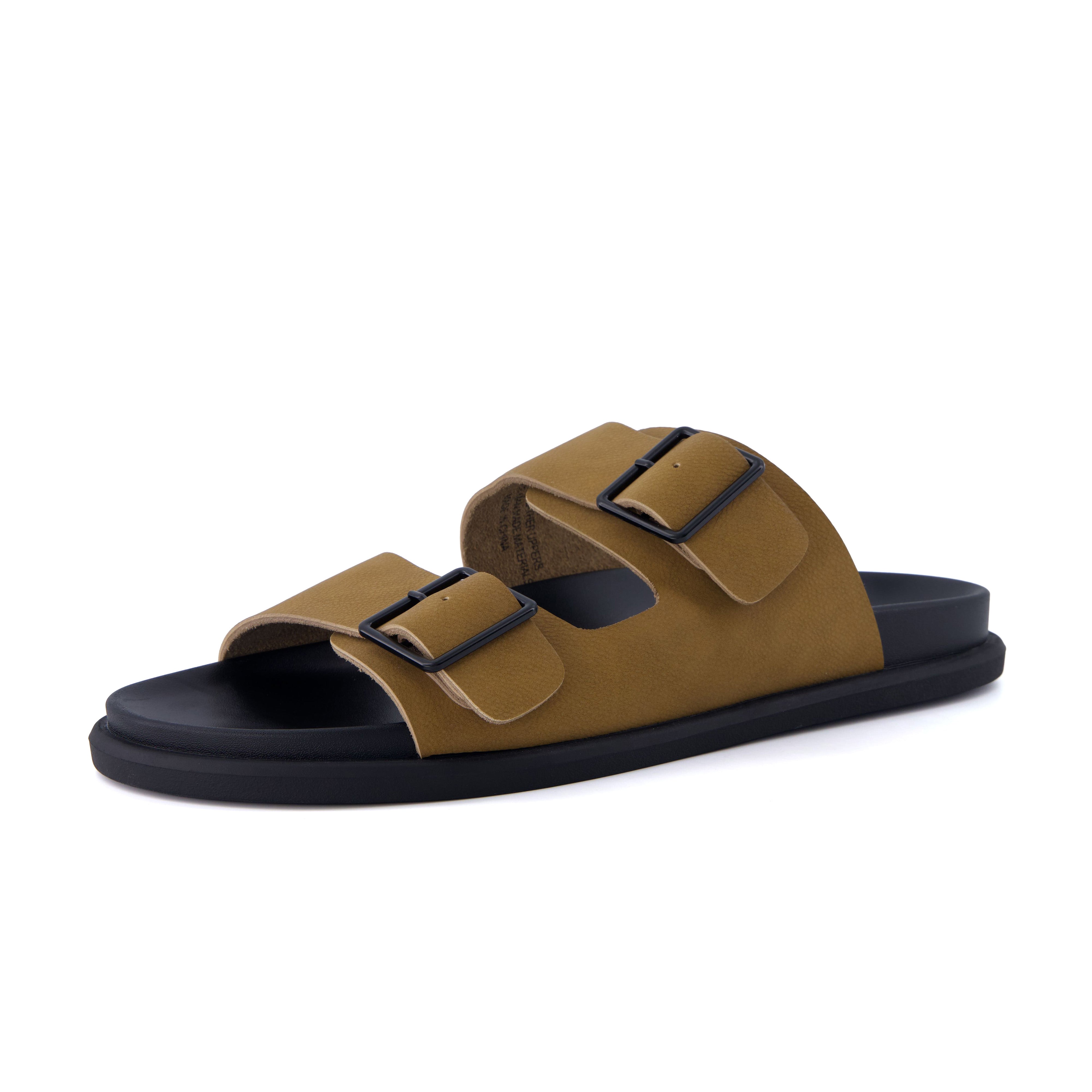 Alpha Genuine Leather Mens Sandals Camel Medium
