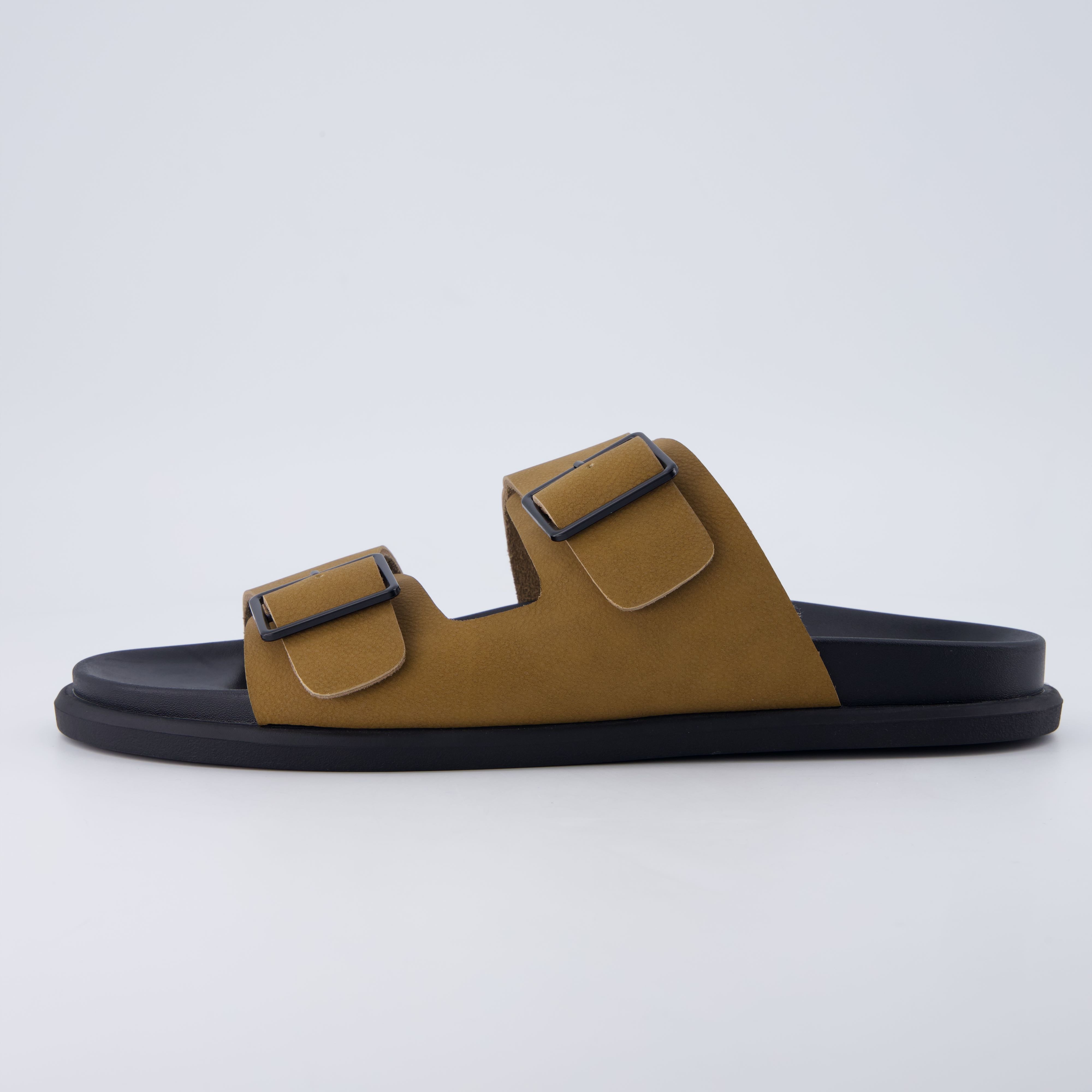 Alpha Genuine Leather Mens Sandals Camel Medium
