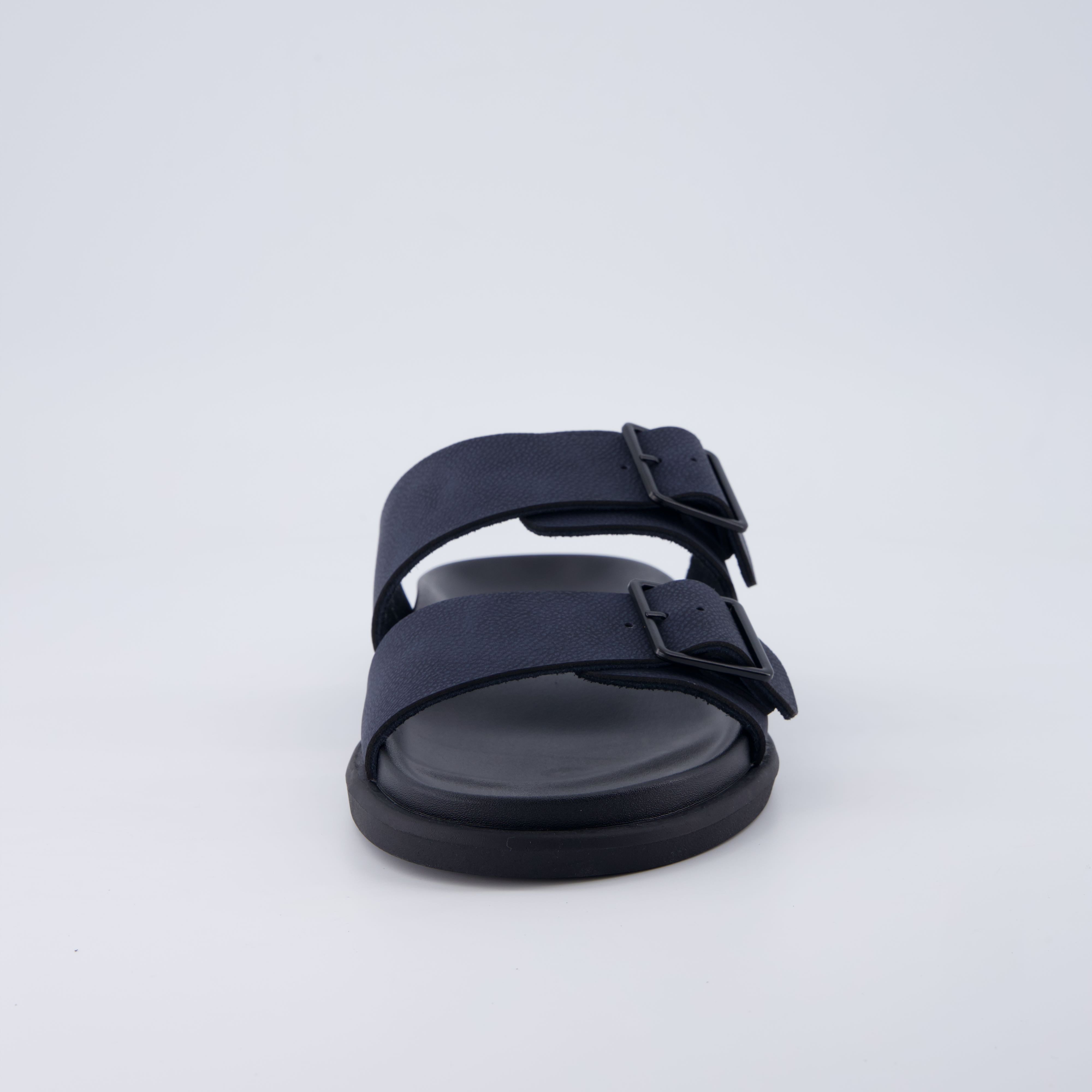 Alpha Genuine Leather Mens Sandals Navy Medium