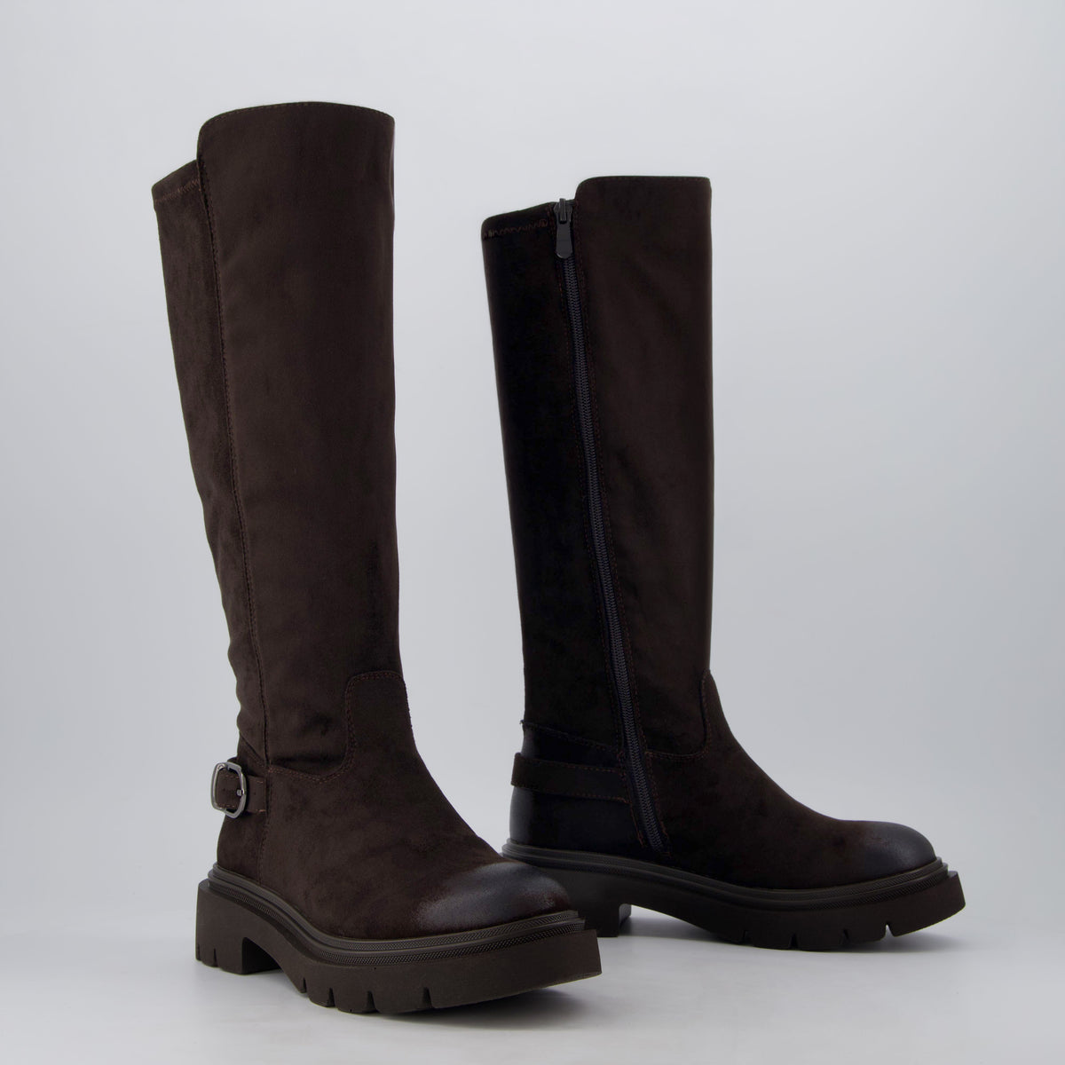 Alum Knee High Riding Boots Chocolate Suede