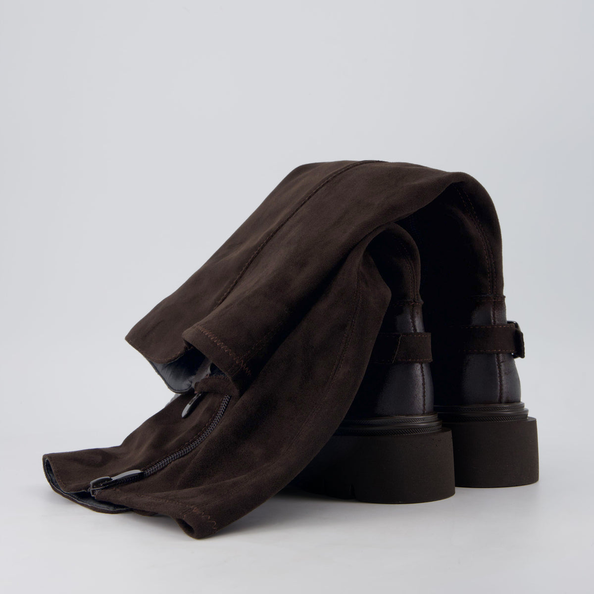 Alum Knee High Riding Boots Chocolate Suede