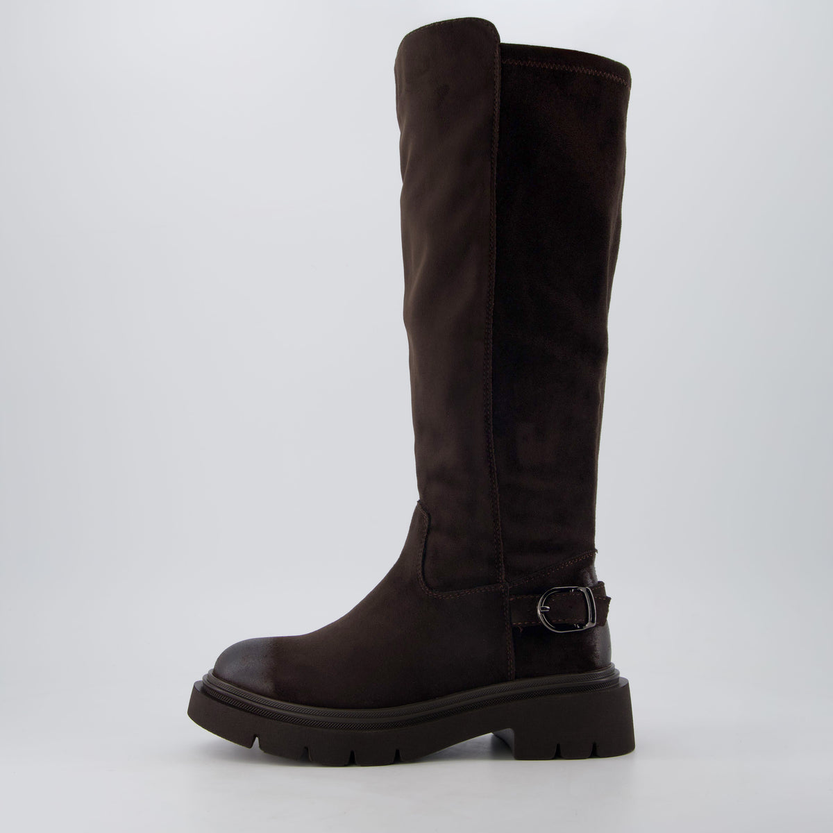 Alum Knee High Riding Boots Chocolate Suede