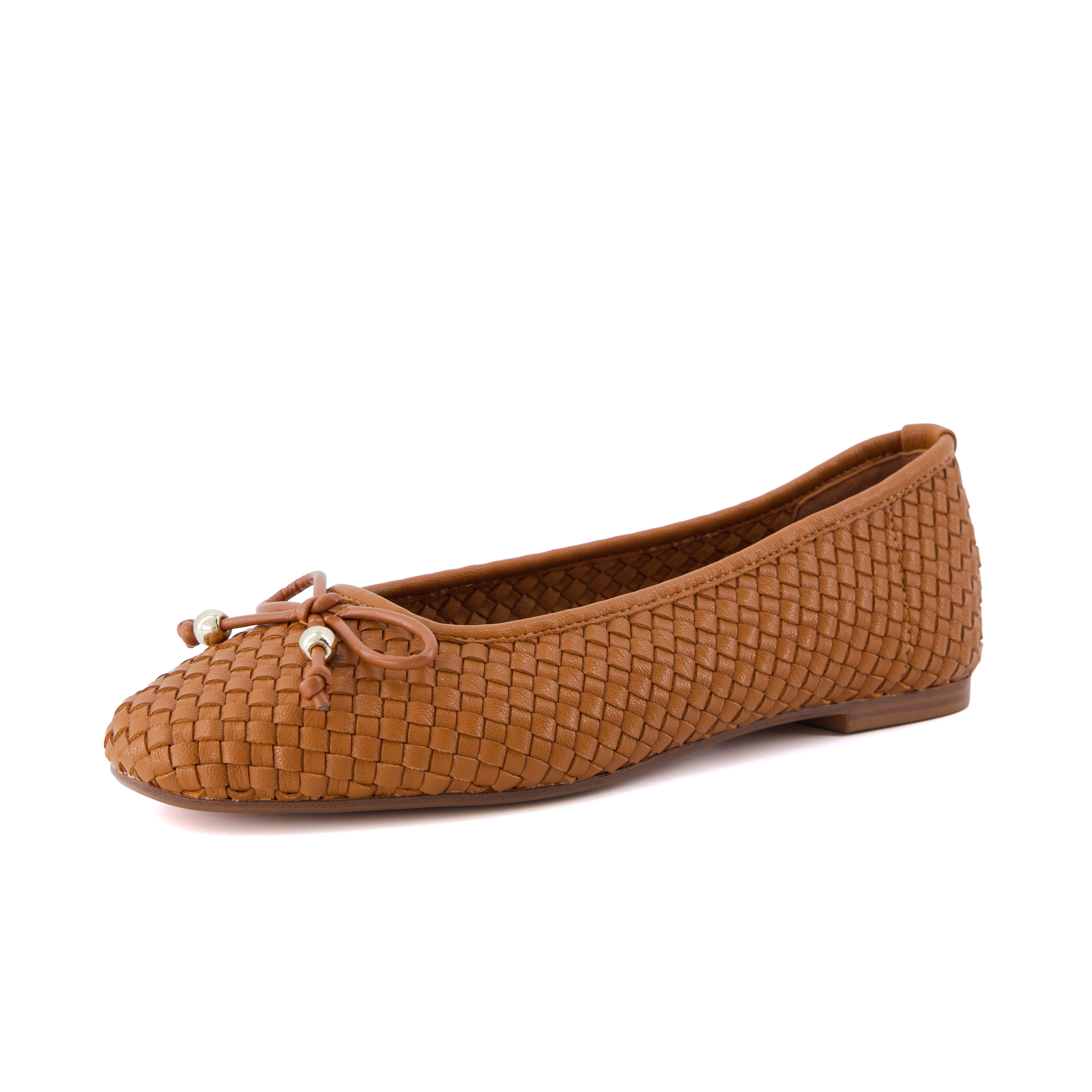 Audrey Woven Ballet Flats Cognac Medium