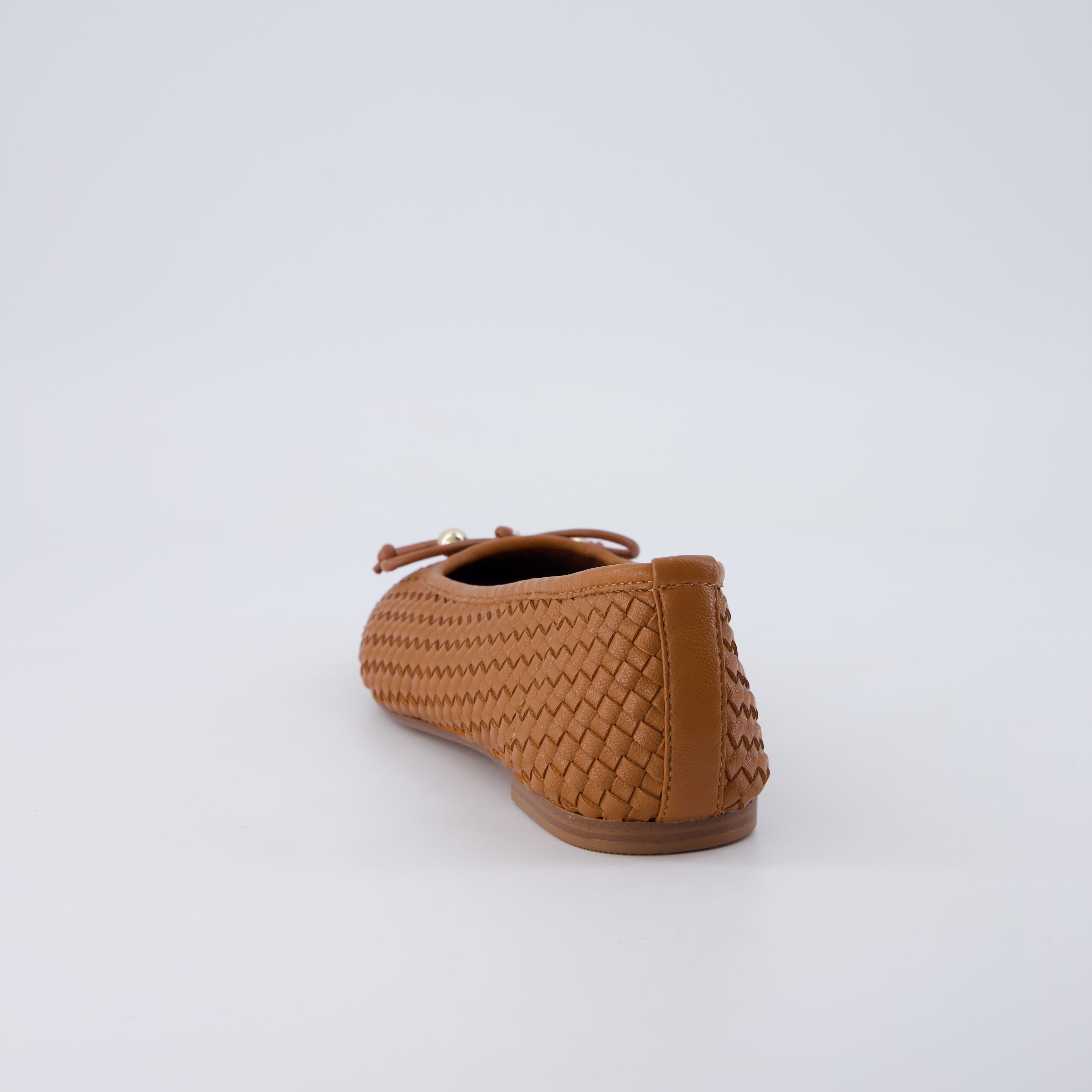 Audrey Woven Ballet Flats Cognac Medium