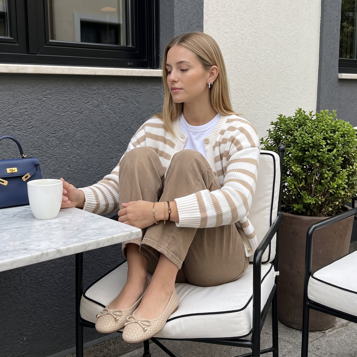 Audrey Woven Ballet Flats Wheat Medium