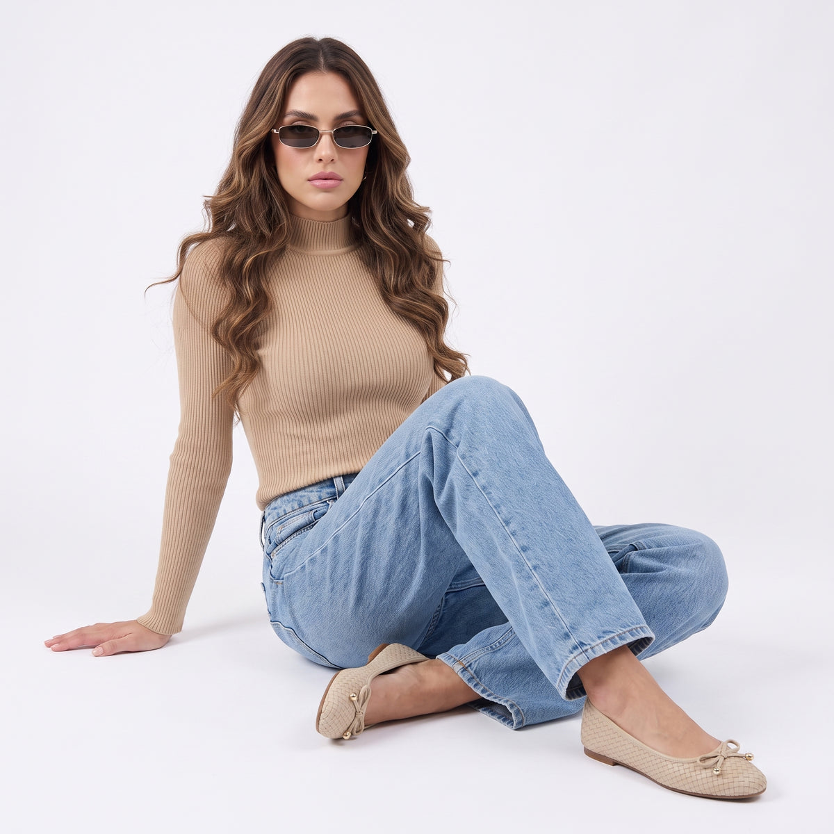 Audrey Woven Ballet Flats Wheat Medium