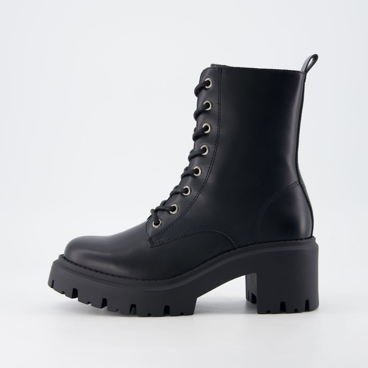 Balzac Womens Combat Boots Black Medium