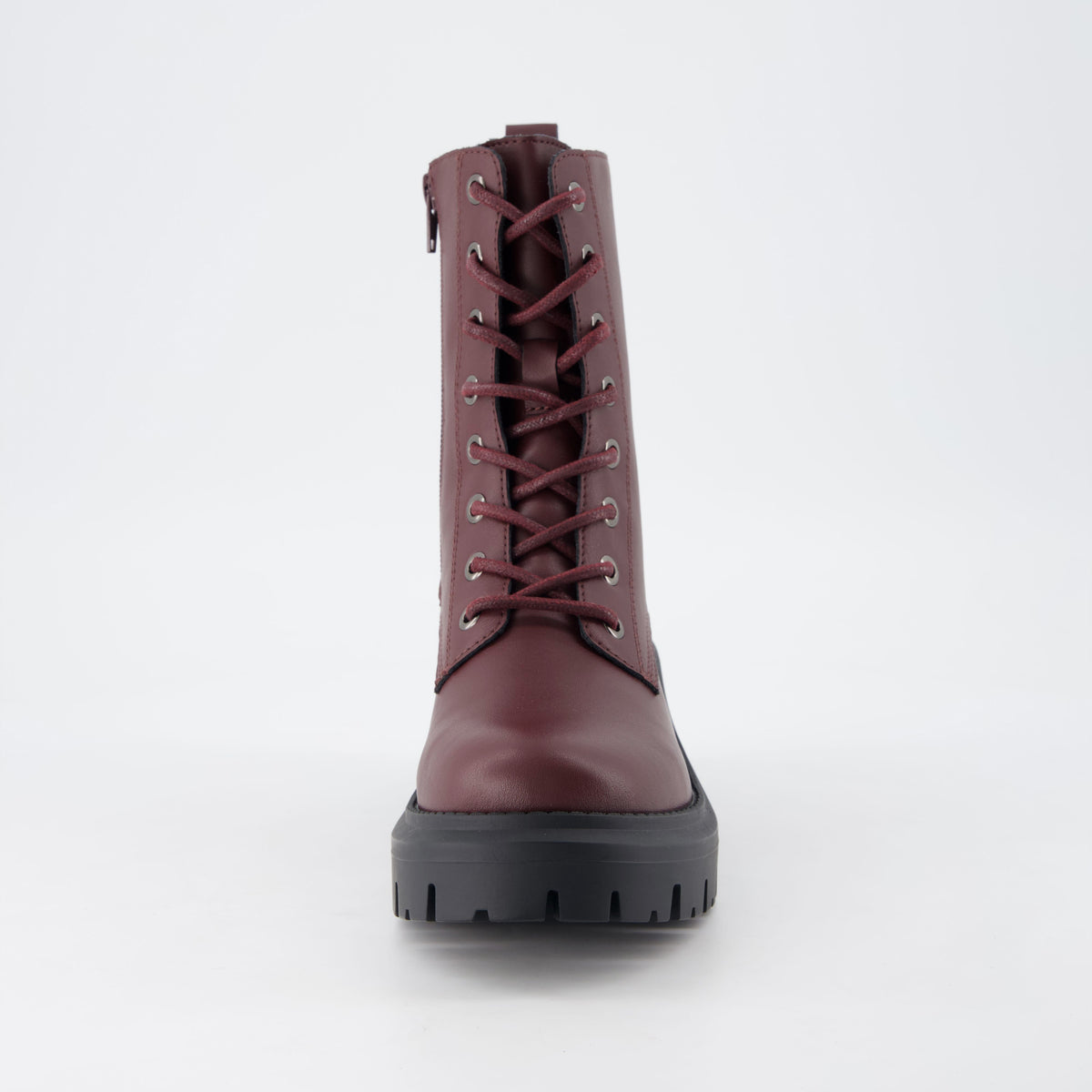 Balzac Womens Combat Boots Burgundy Medium