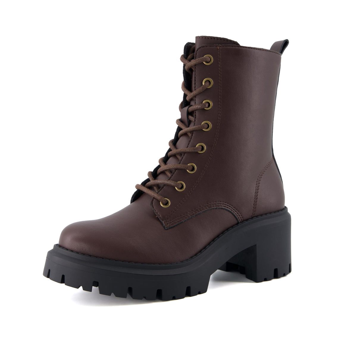 Balzac Womens Combat Boots Dark Brown Medium