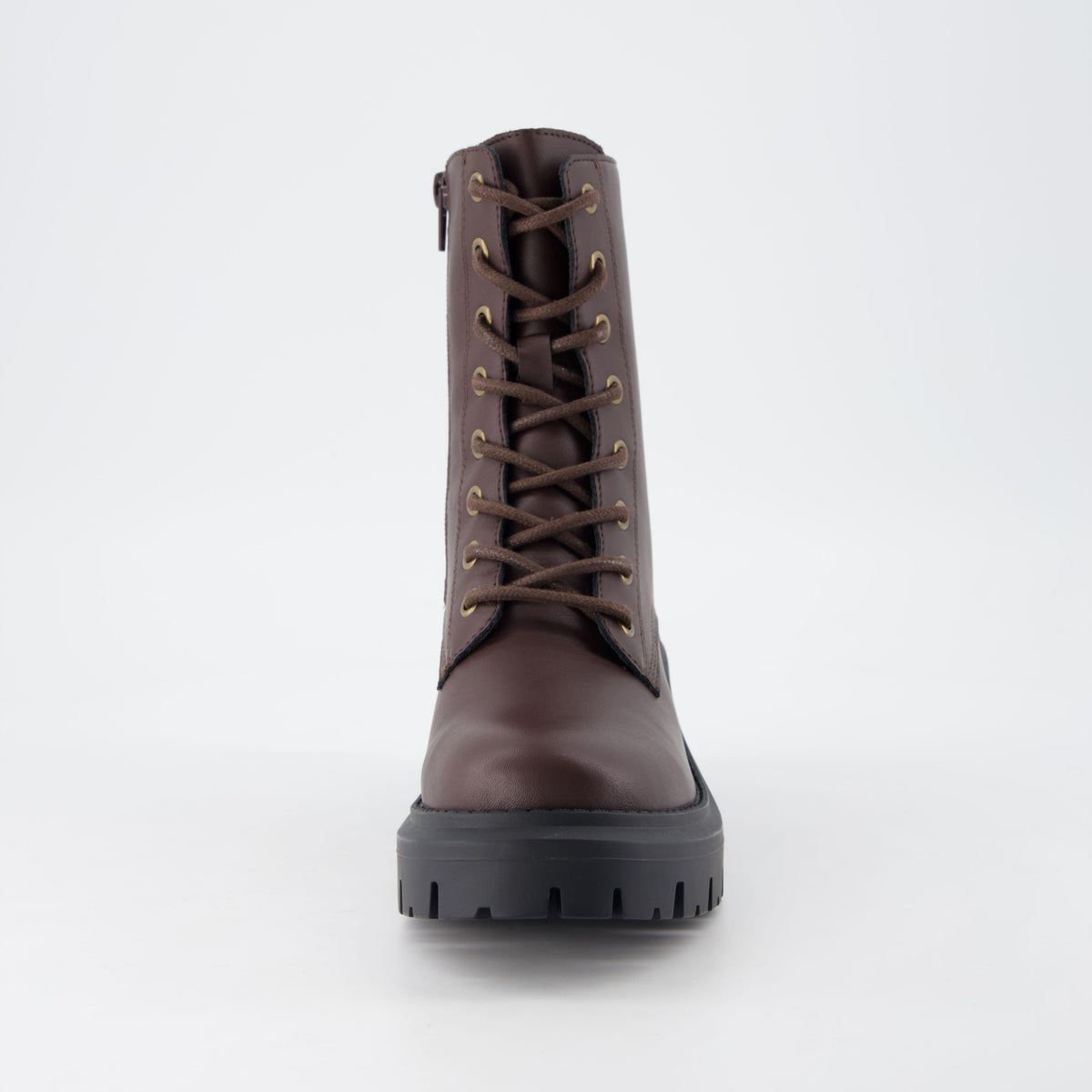 Balzac Womens Combat Boots Dark Brown Medium