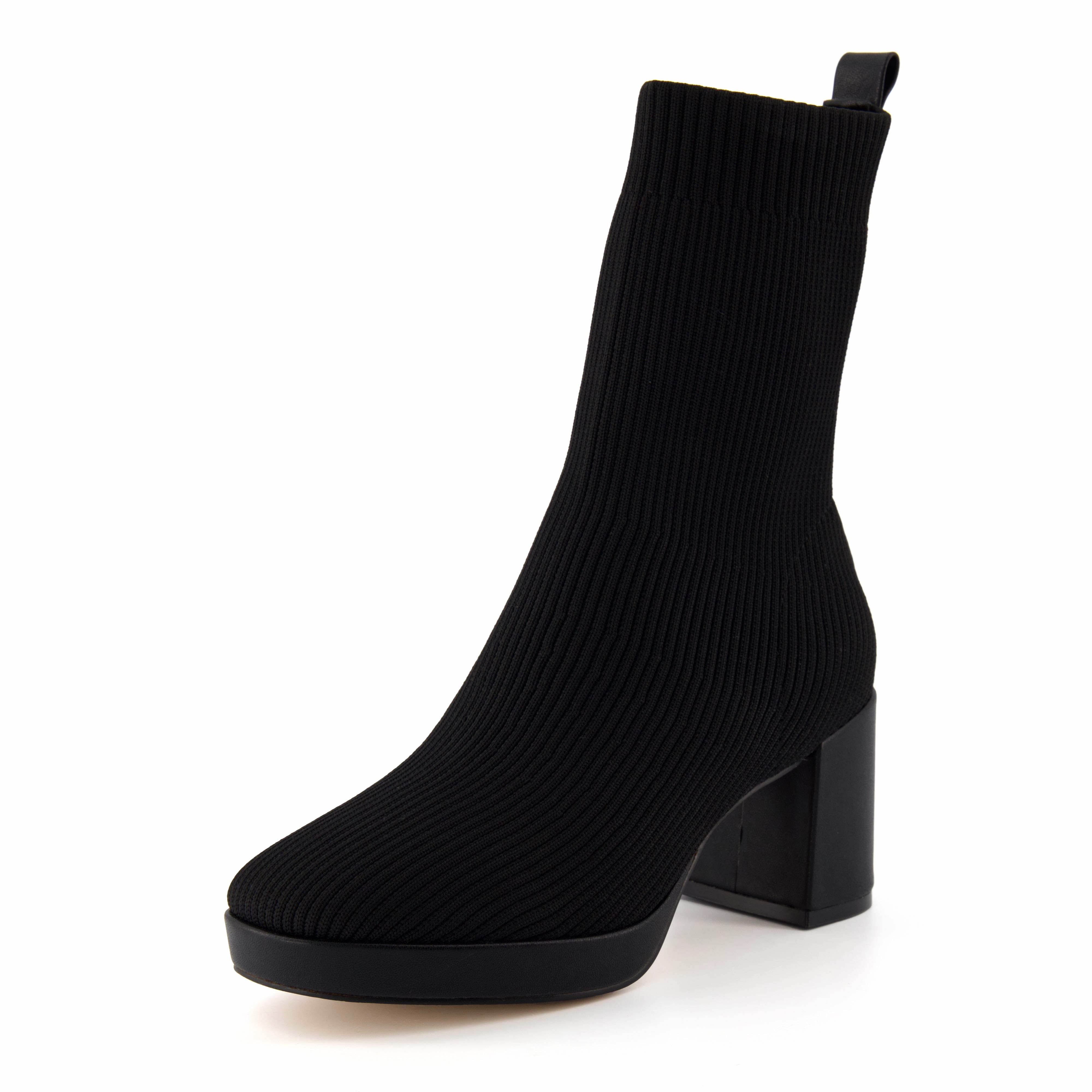 Bancroft Stretch Knit Heeled Boot Black