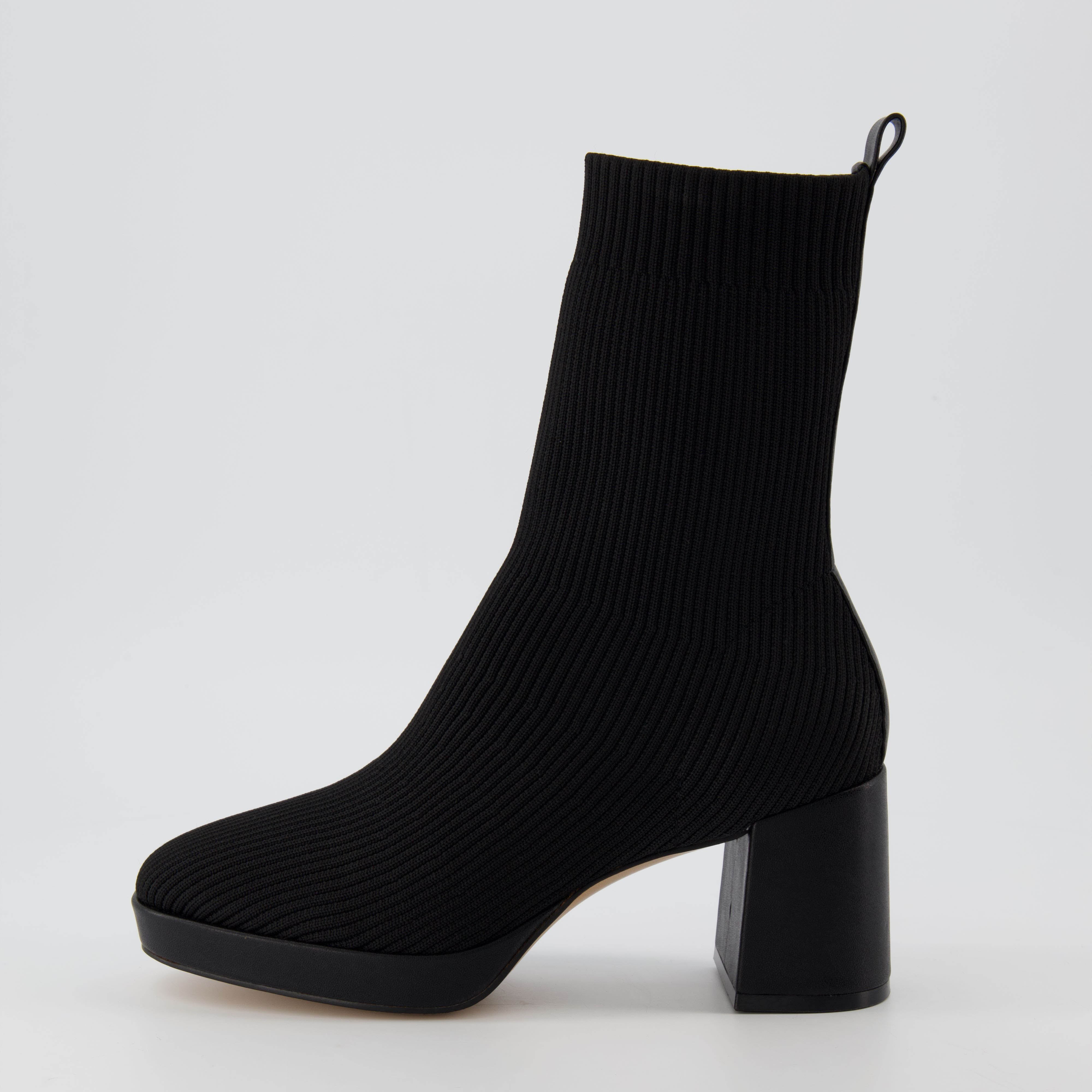 Bancroft Stretch Knit Heeled Boot Black