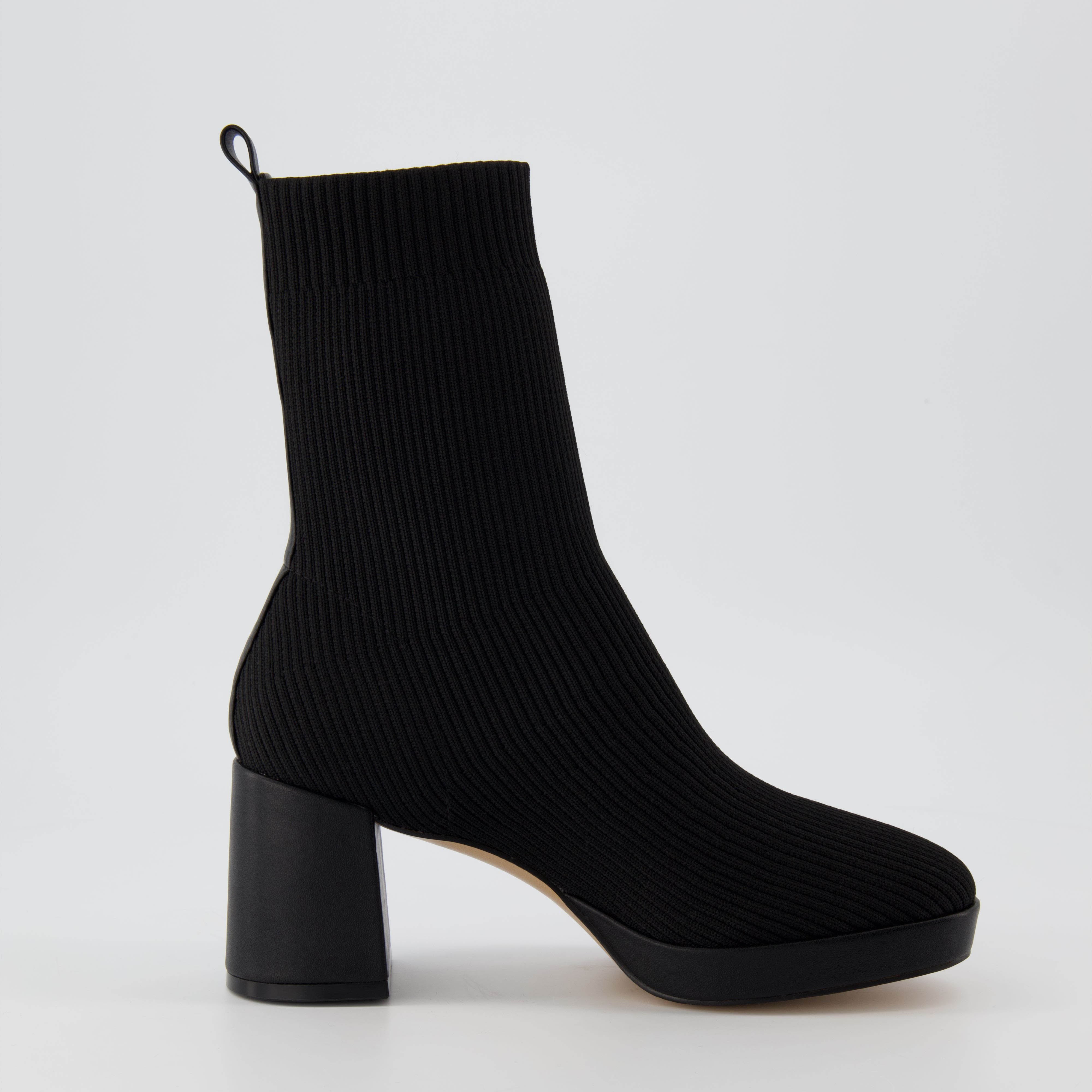 Bancroft Stretch Knit Heeled Boot Black