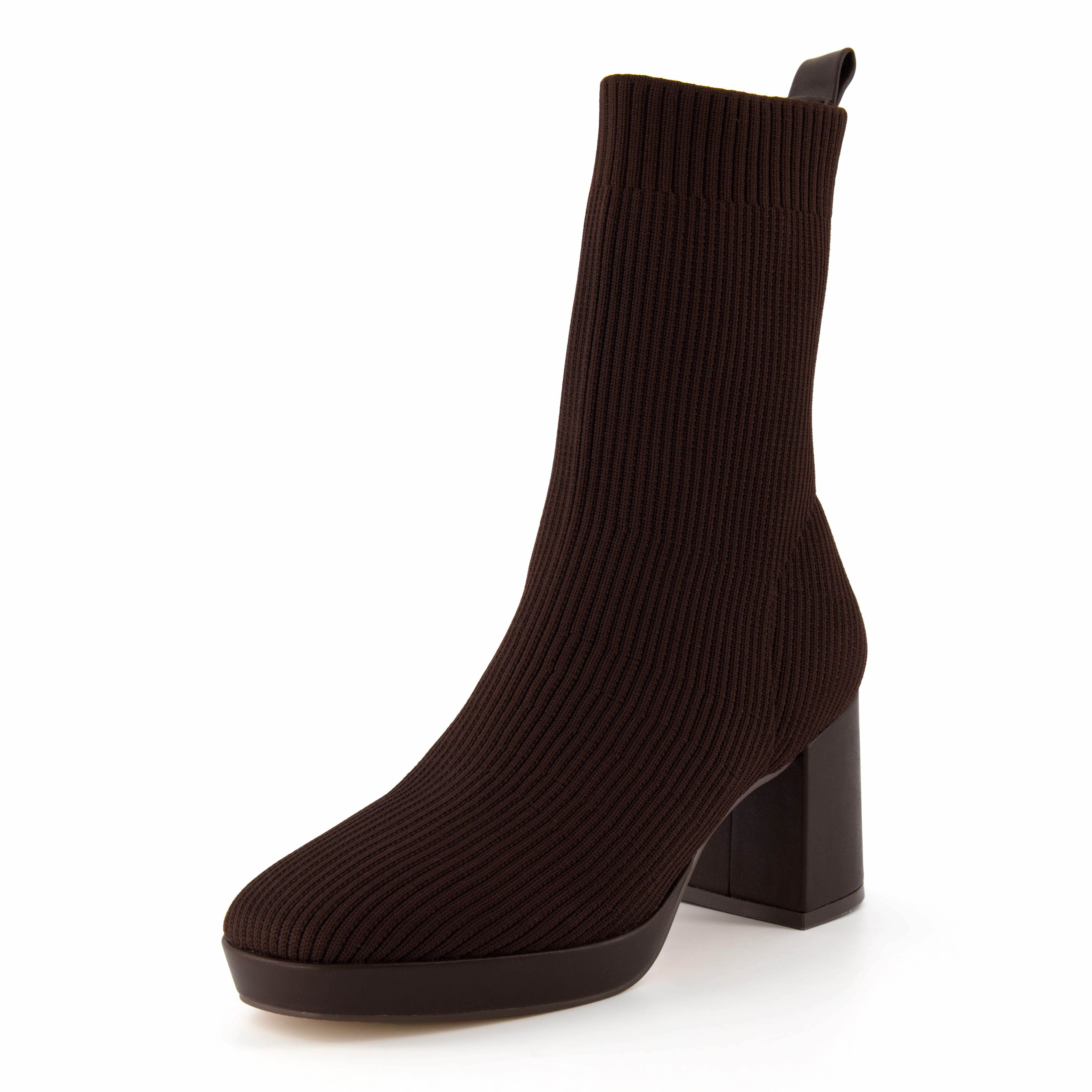 Bancroft Stretch Knit Heeled Boot Espresso