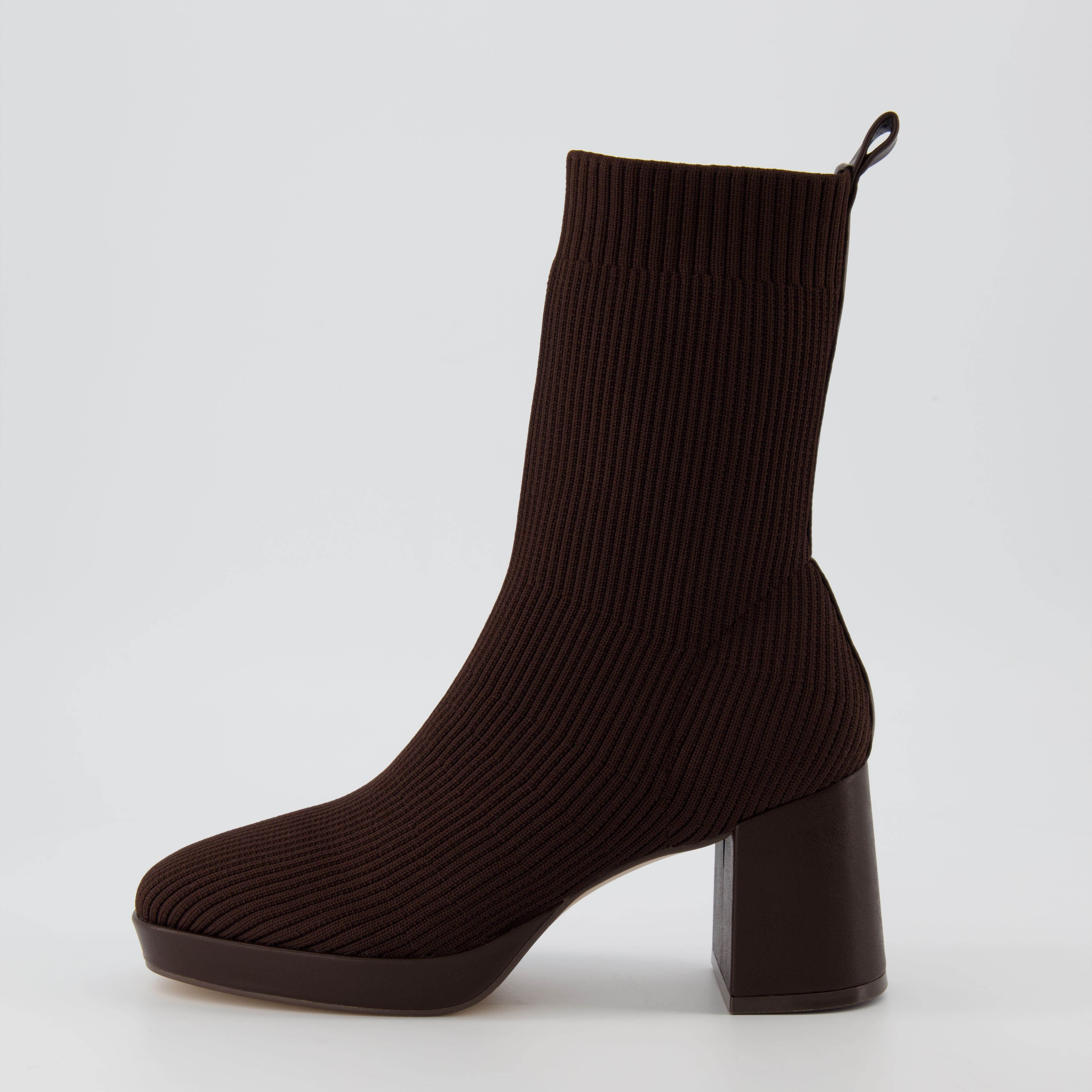 Bancroft Stretch Knit Heeled Boot Espresso