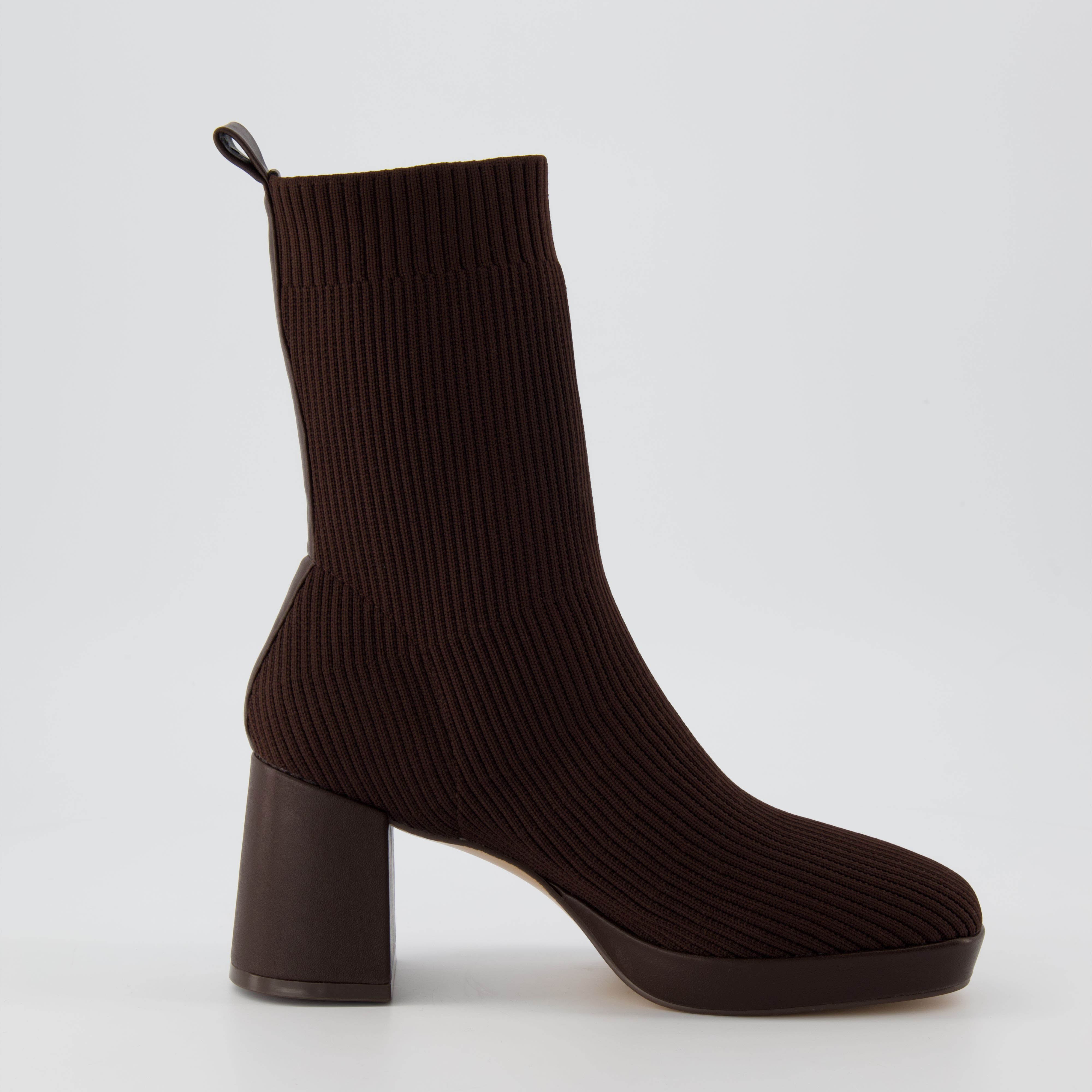 Bancroft Stretch Knit Heeled Boot Espresso