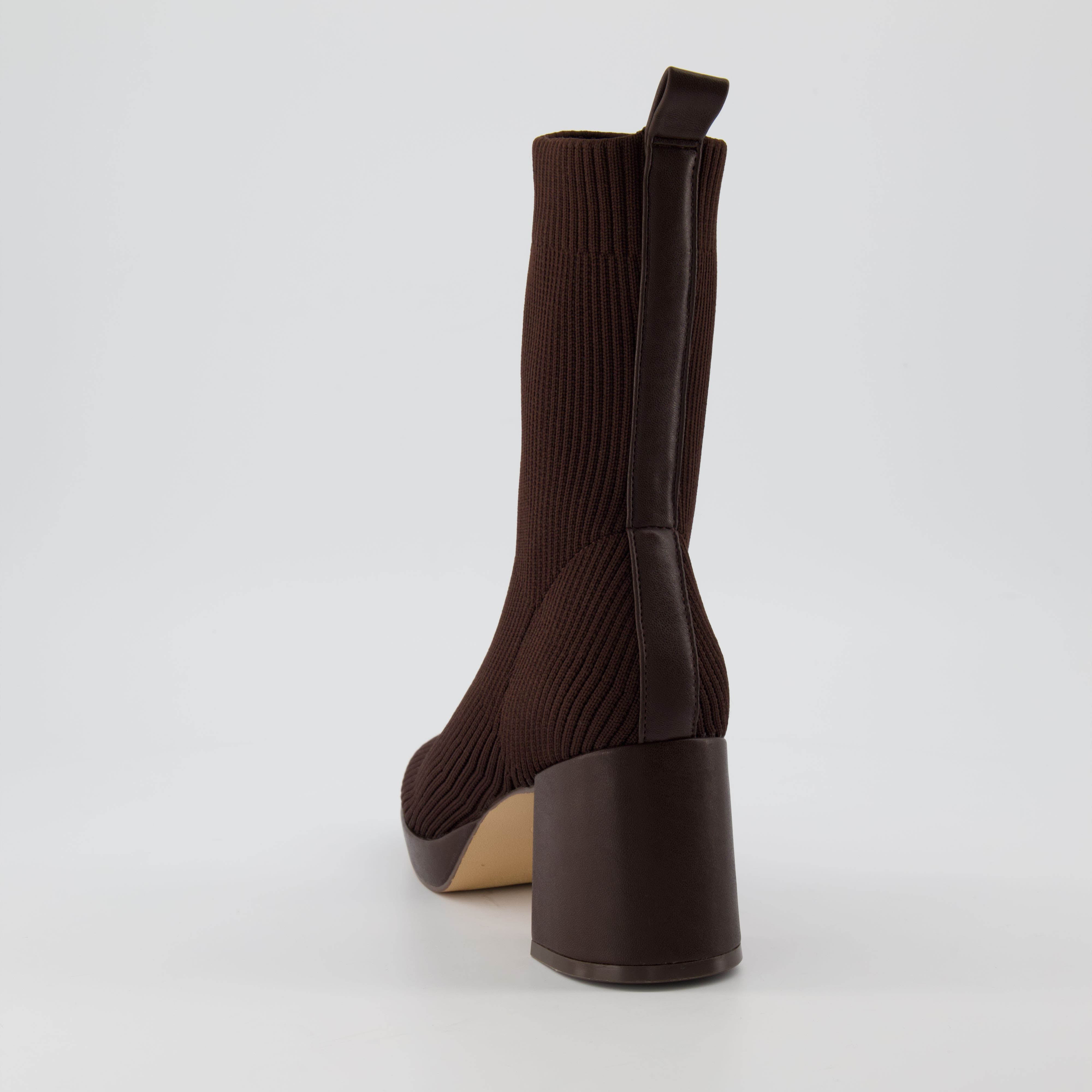 Bancroft Stretch Knit Heeled Boot Espresso