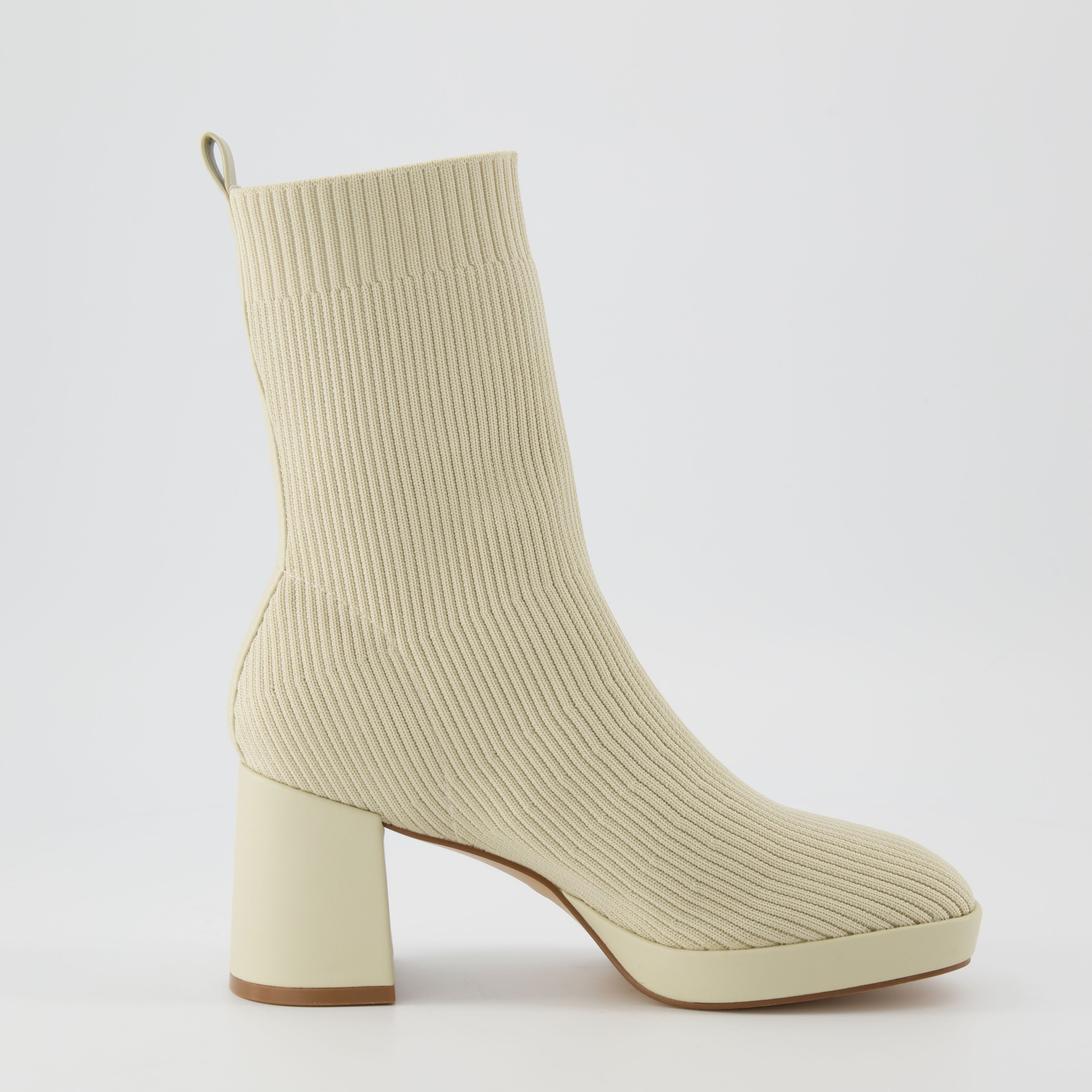 Bancroft Stretch Knit Heeled Boot Ivory