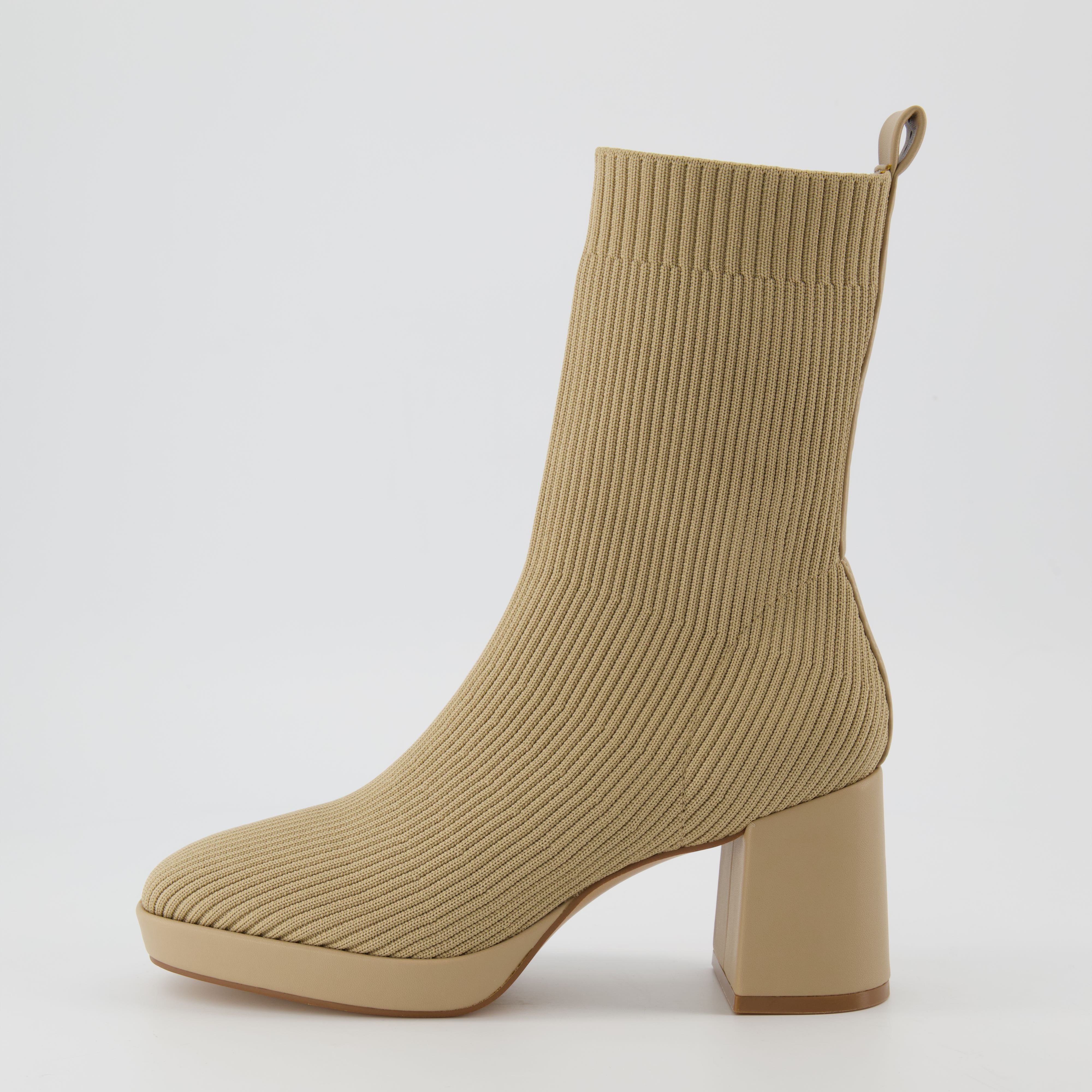 Bancroft Stretch Knit Heeled Boot Sand