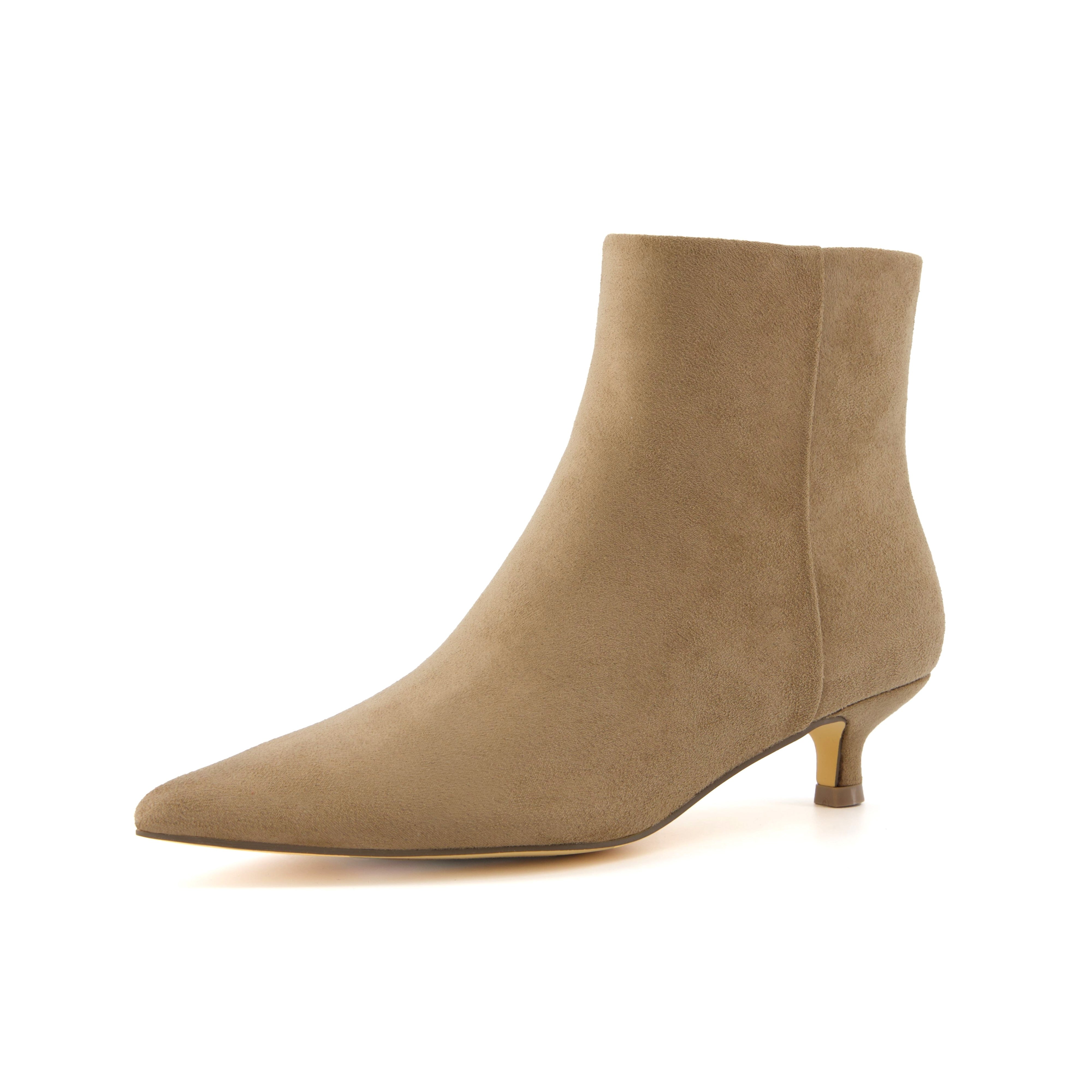 Barbie Kitten Heel Bootie Taupe Suede