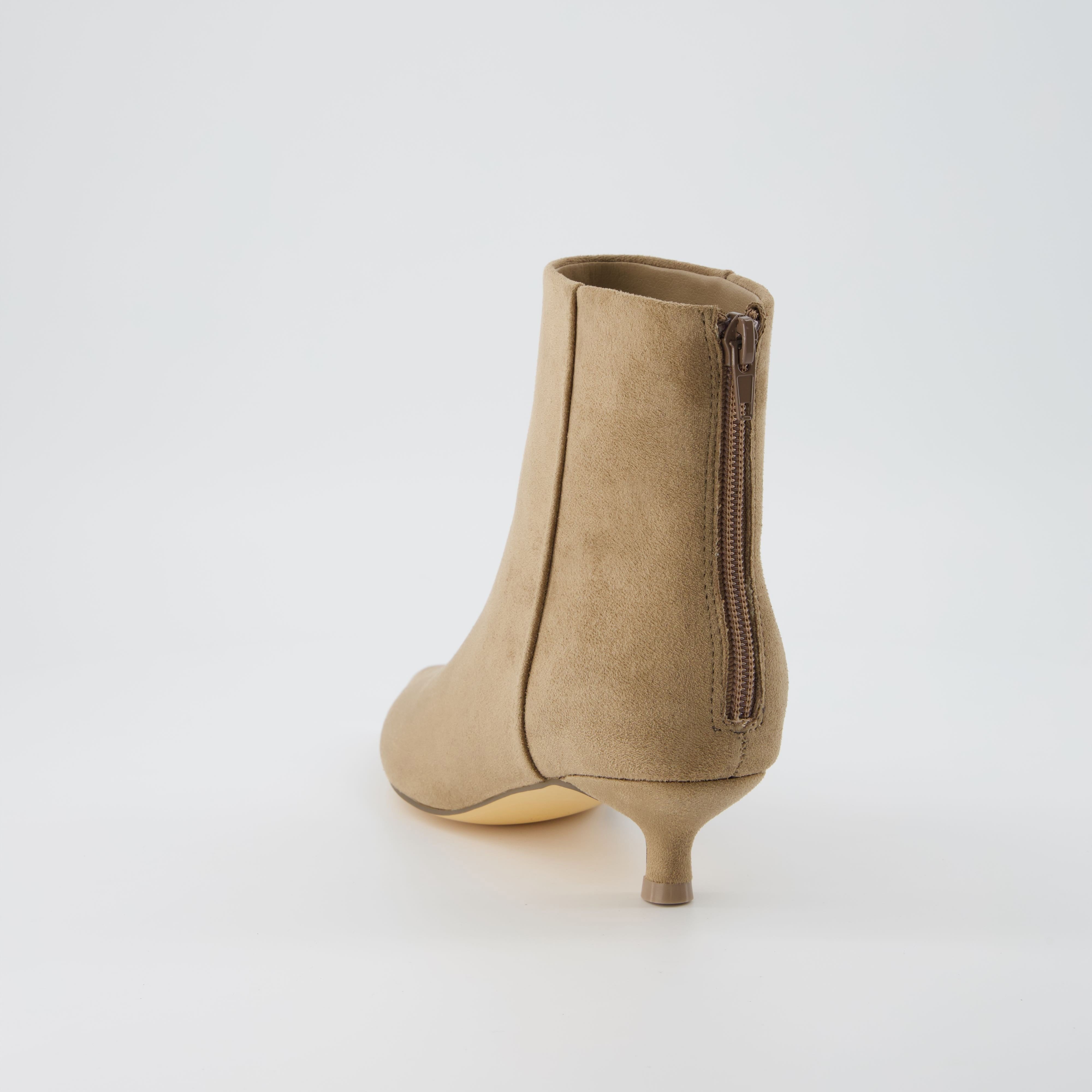 Barbie Kitten Heel Bootie Taupe Suede