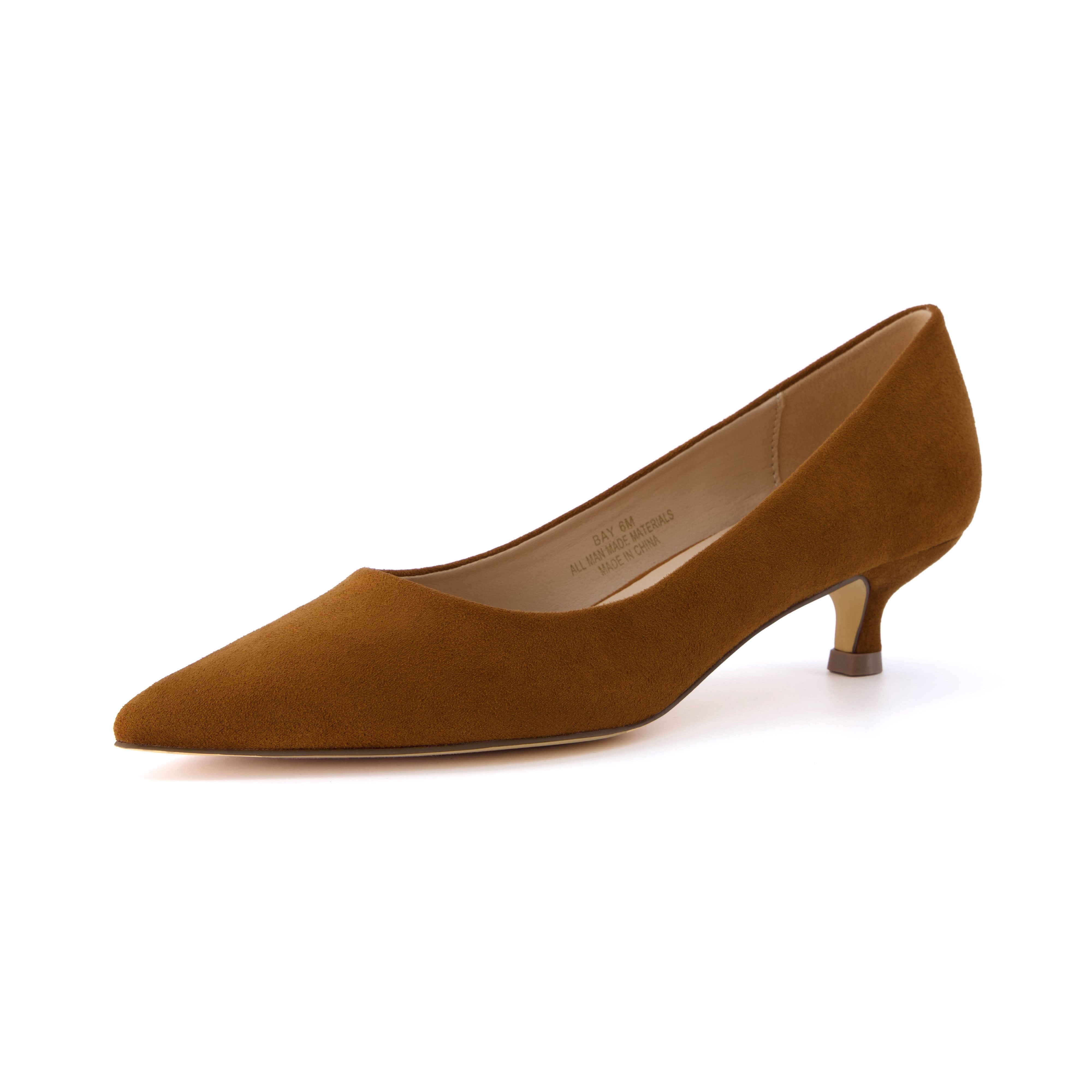Bay Kitten Heel Pump Cognac Suede