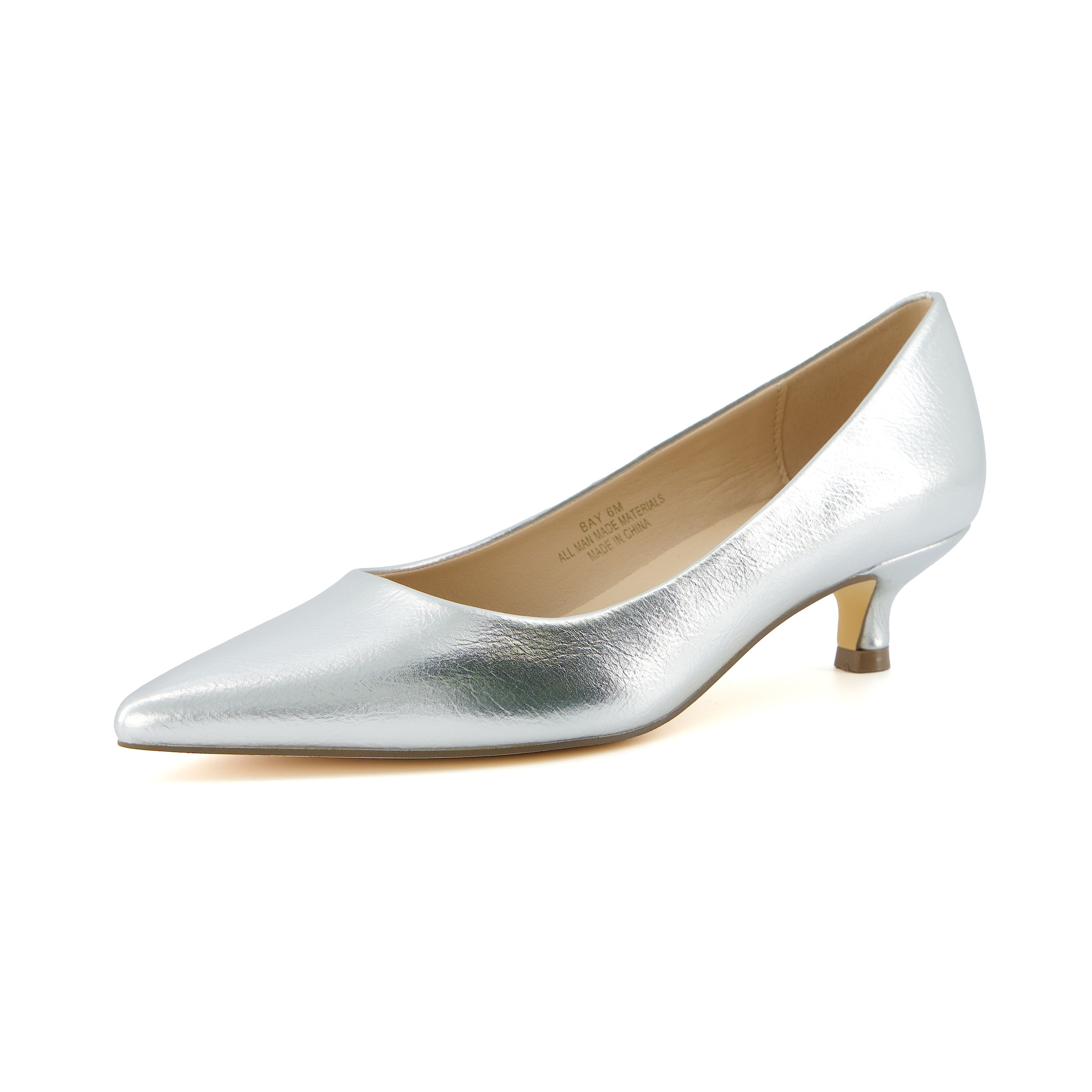 Bay Kitten Heel Pump Silver