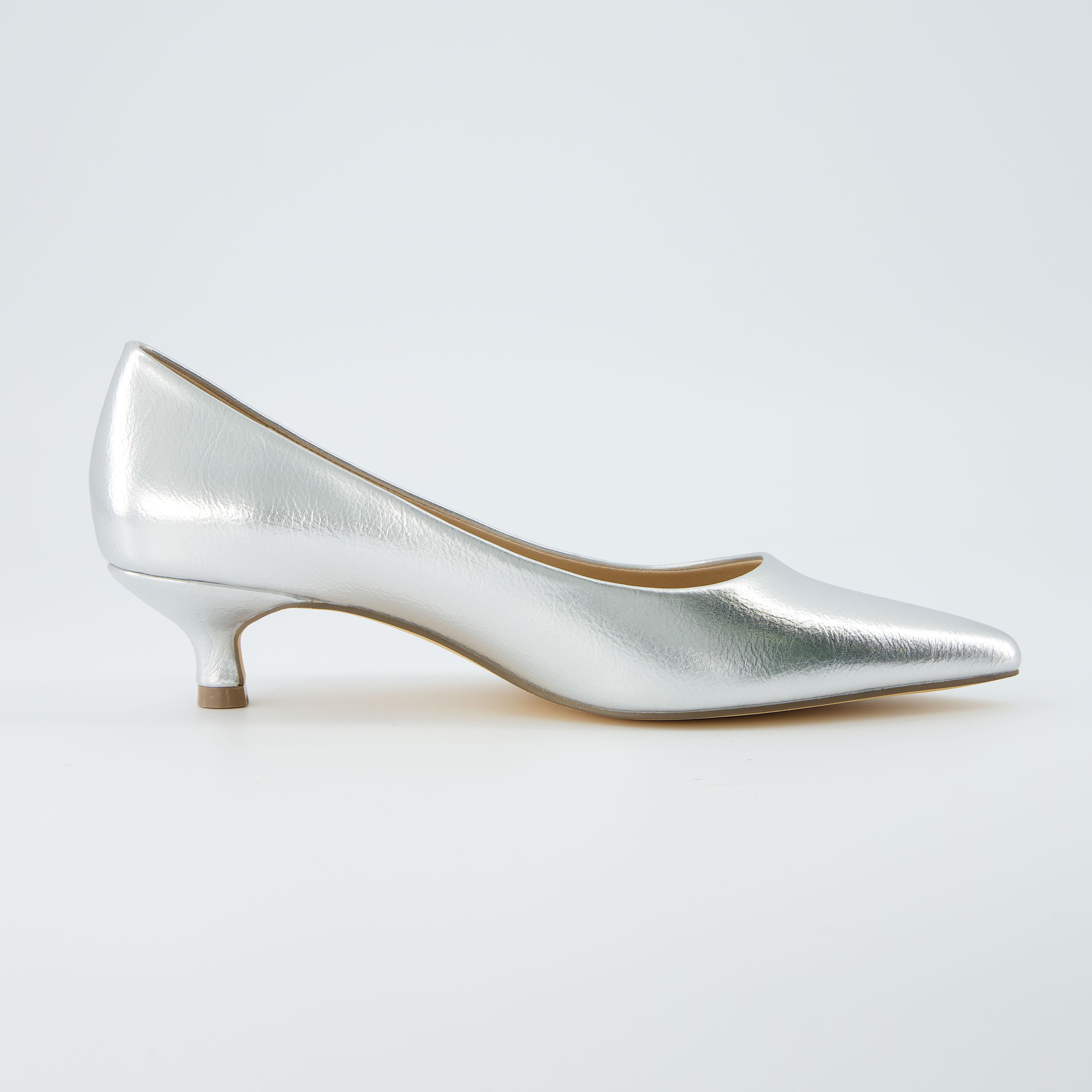 Bay Kitten Heel Pump Silver