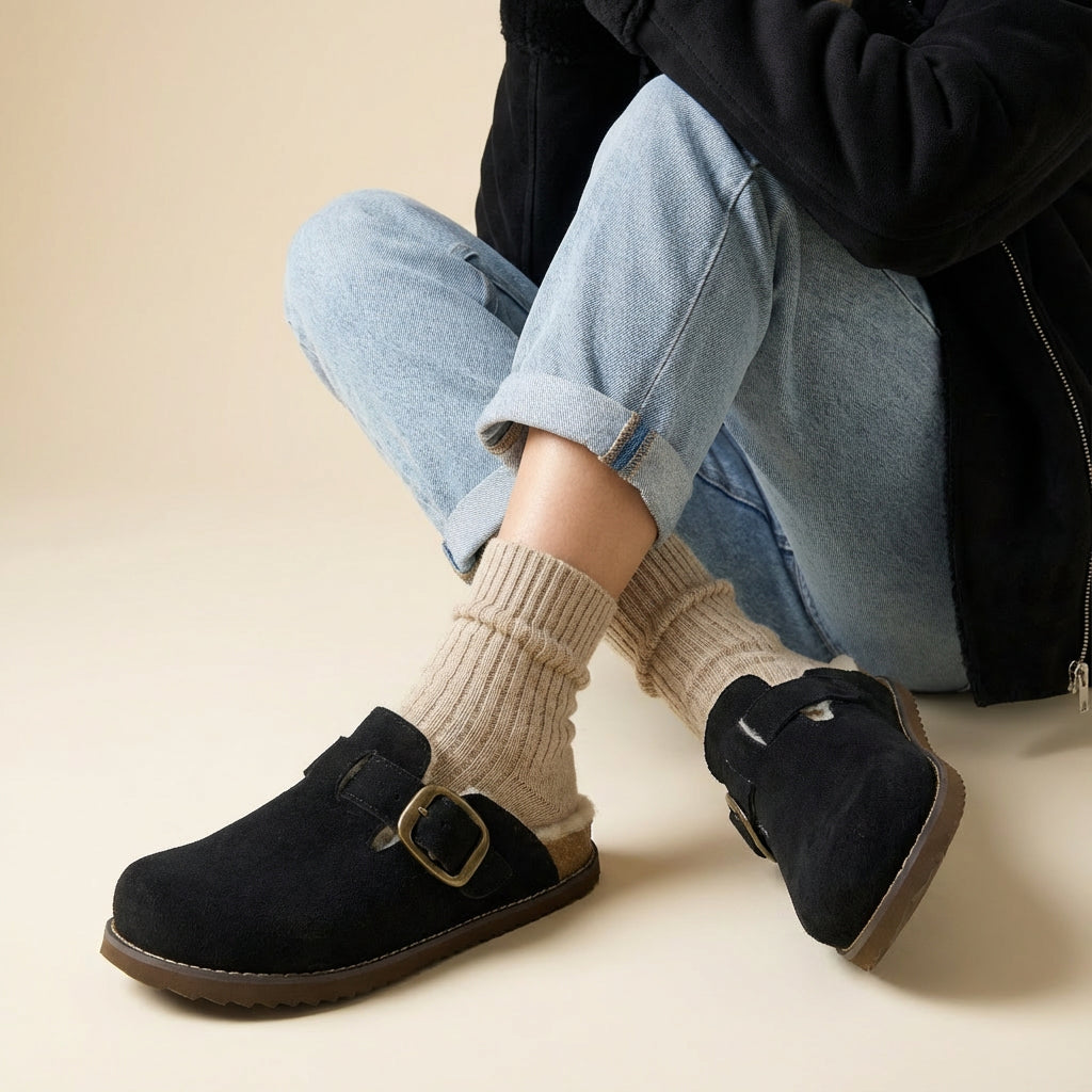 Blain Fur Genuine Suede Clogs