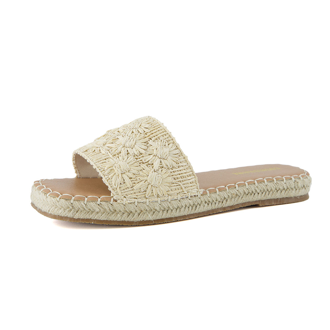 Bolero Woven Slide Sandals Natural