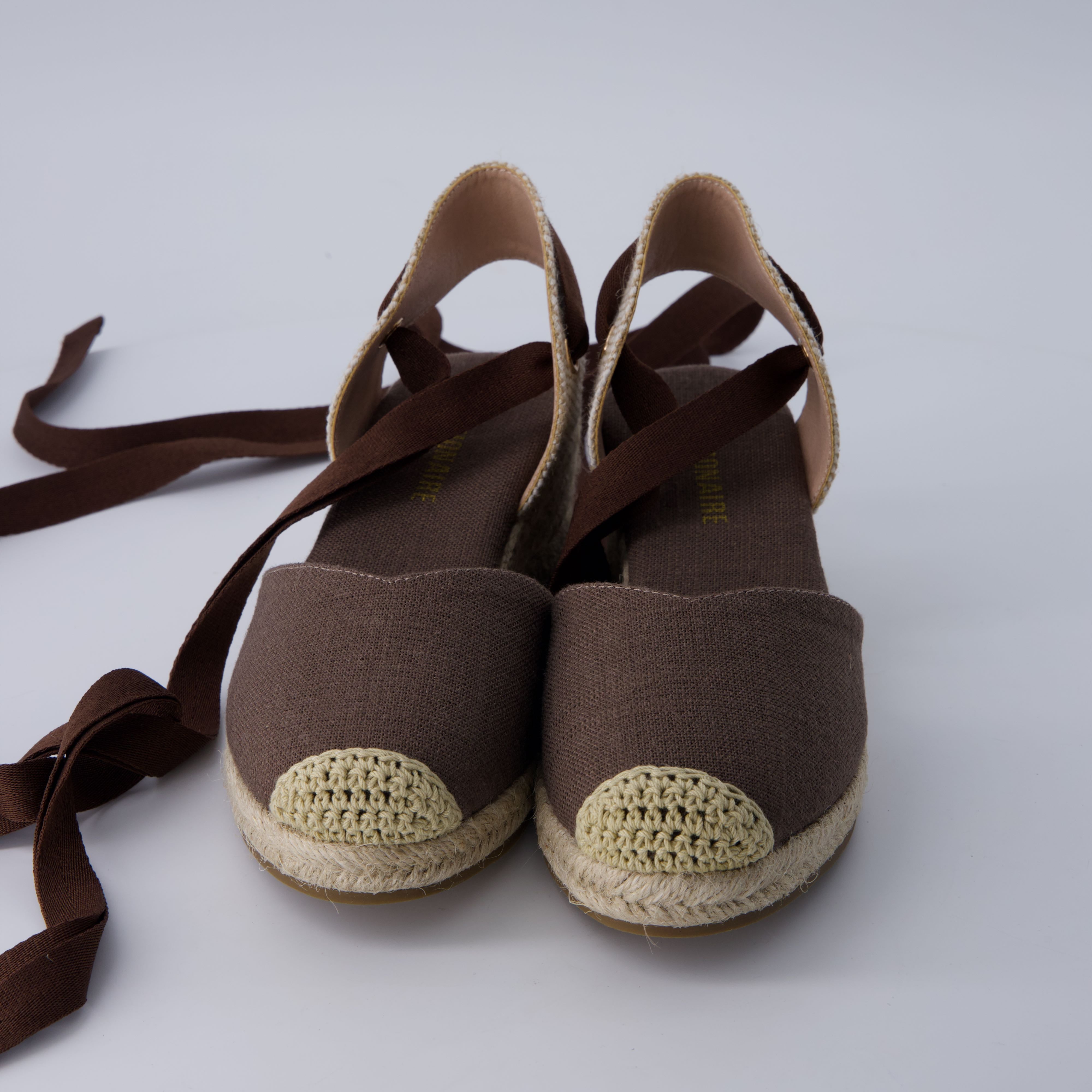 Bonita Platform Wedge Sandals Chocolate Linen