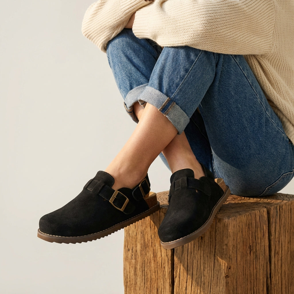 Brooklyn Suede Womens Slides Black