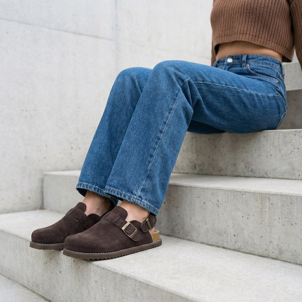 Brooklyn Suede Womens Slides Chocolate
