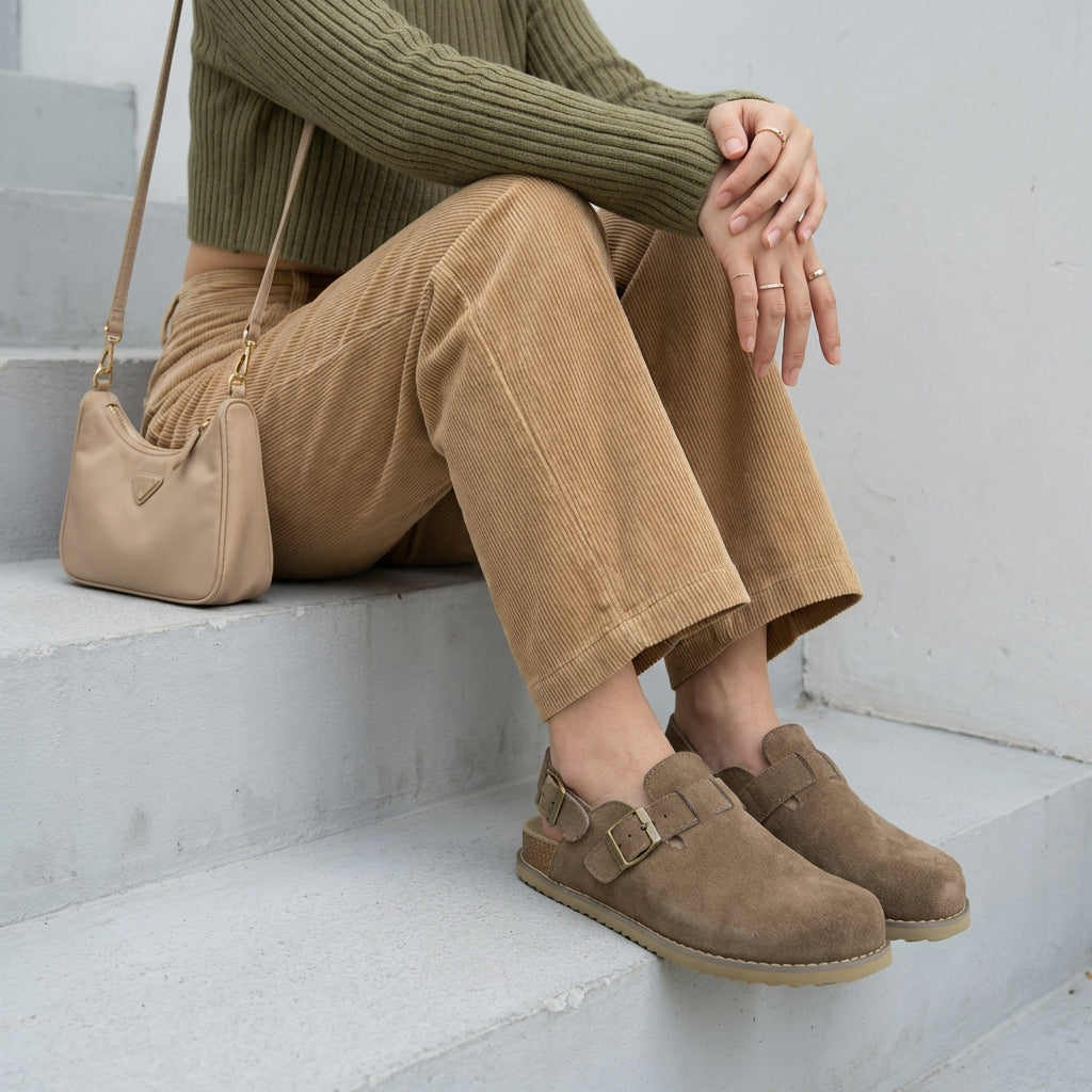 Brooklyn Suede Womens Slides Taupe