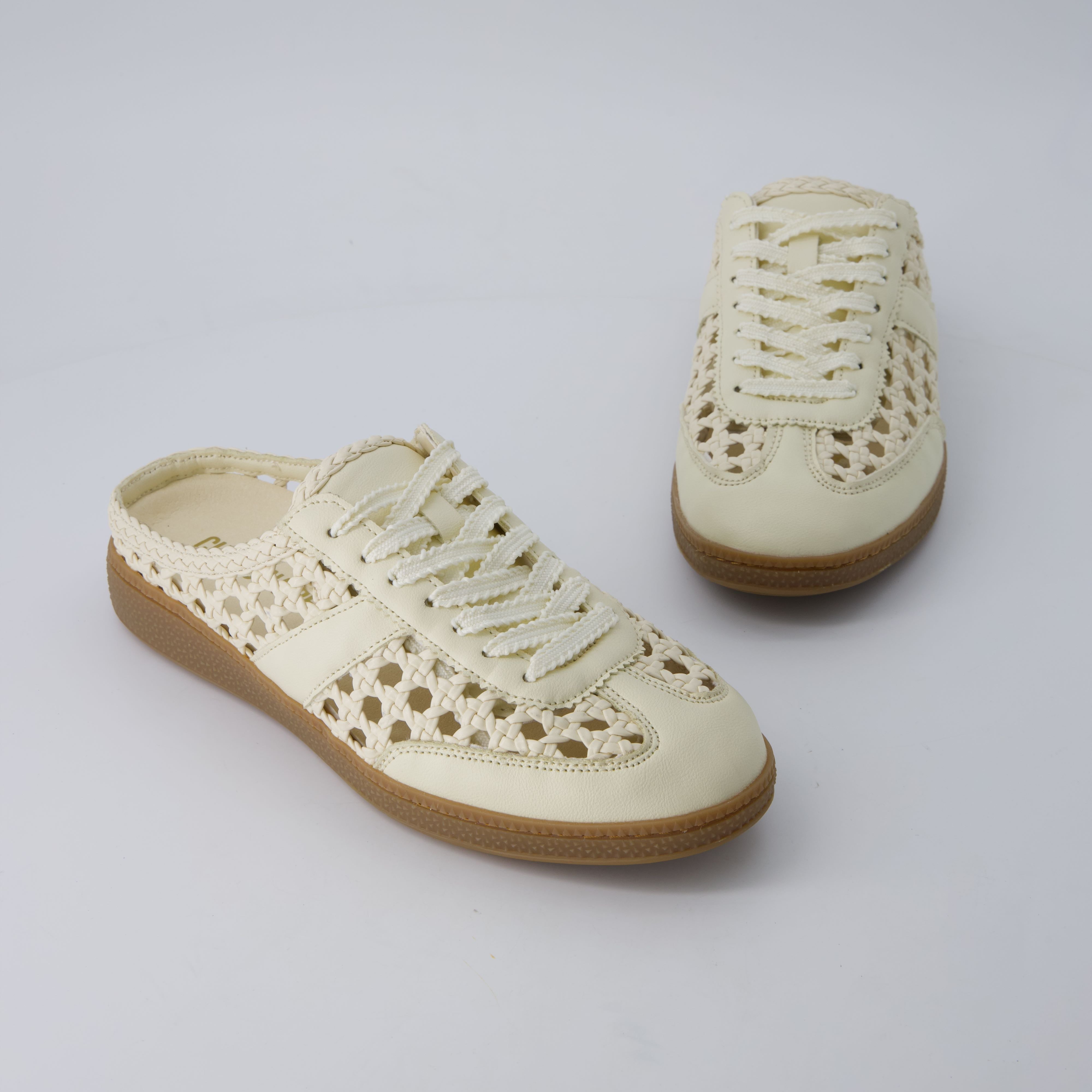 Buffy Woven Sneaker Mules Ivory
