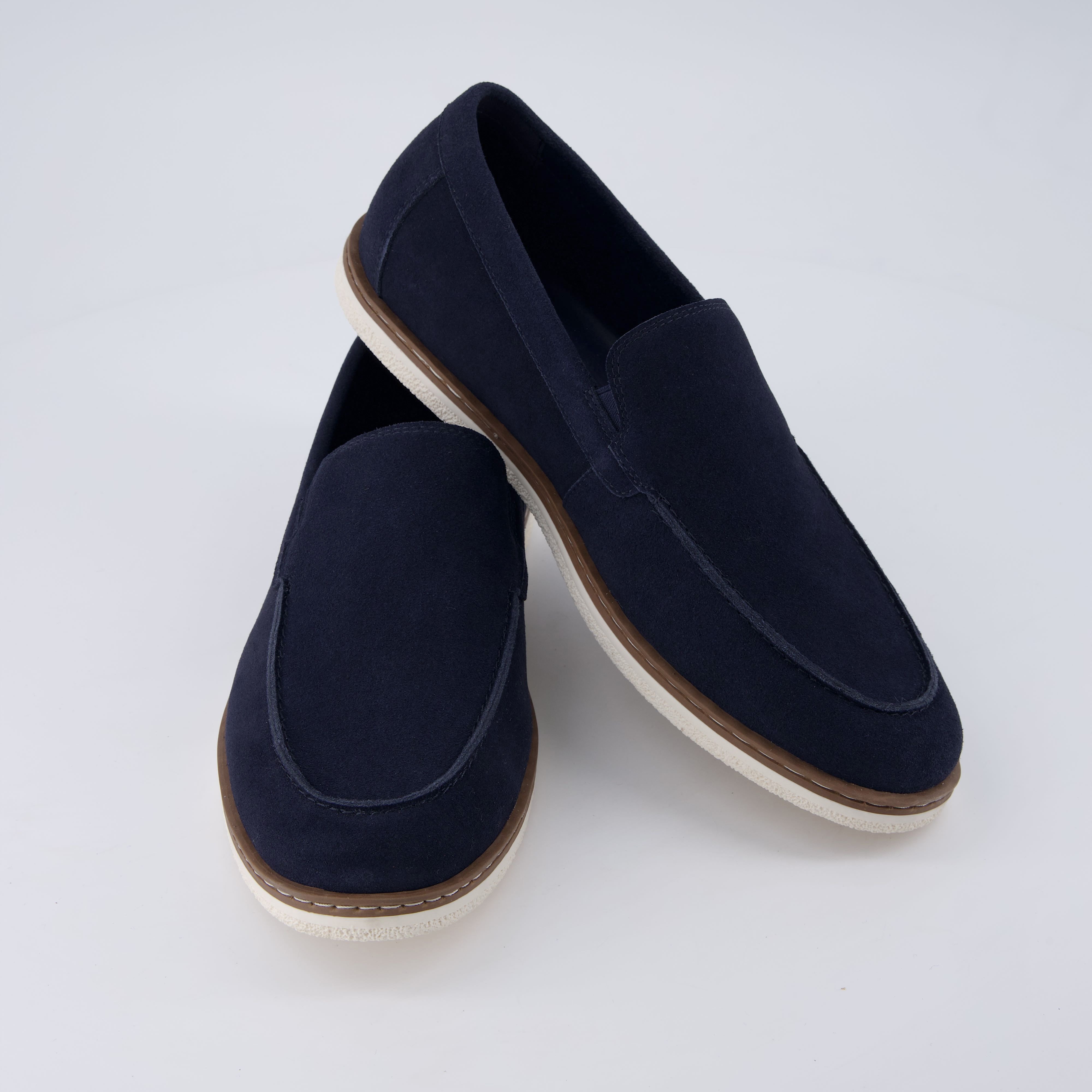 Caden Genuine Suede Penny Loafers BLUE Medium