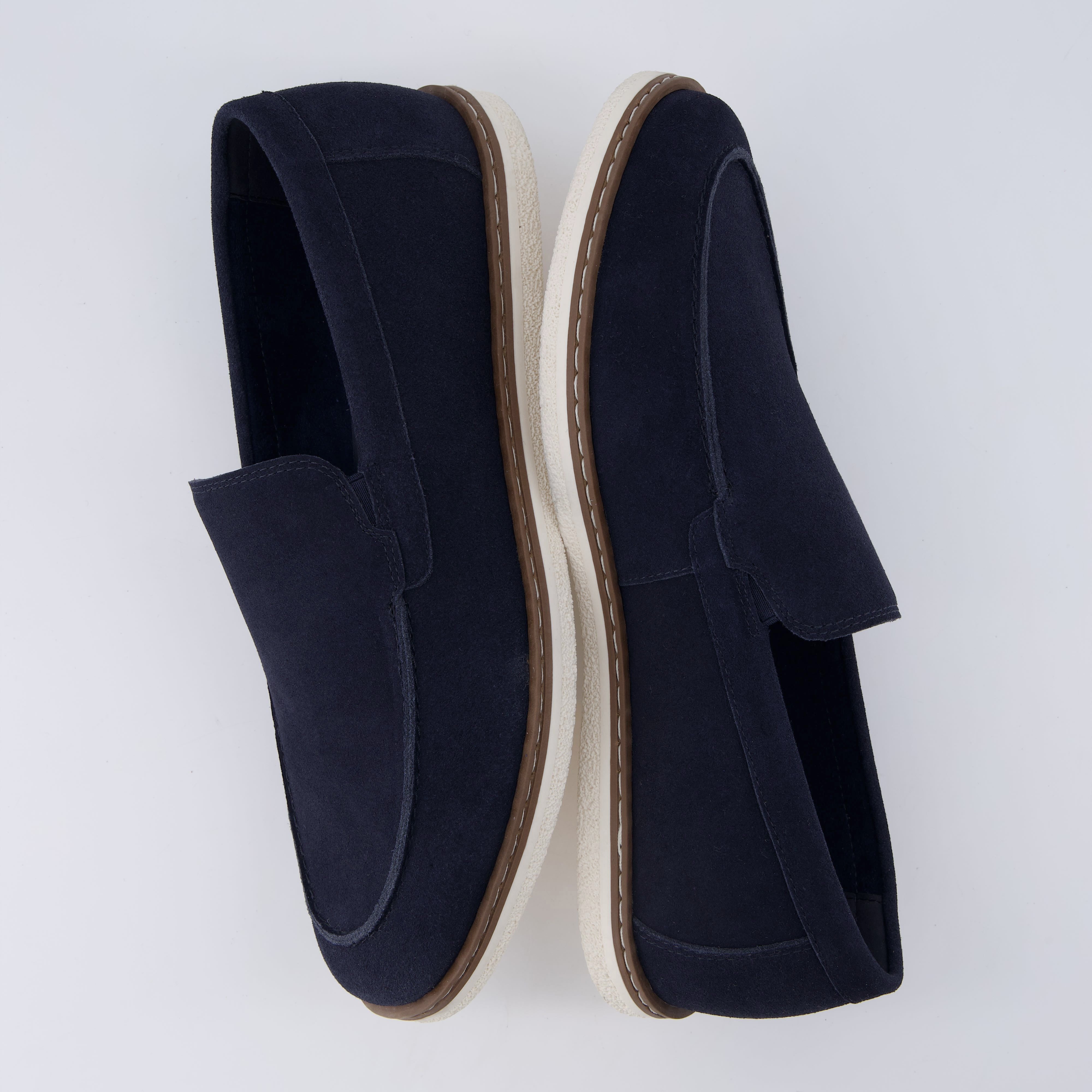 Caden Genuine Suede Penny Loafers BLUE Medium