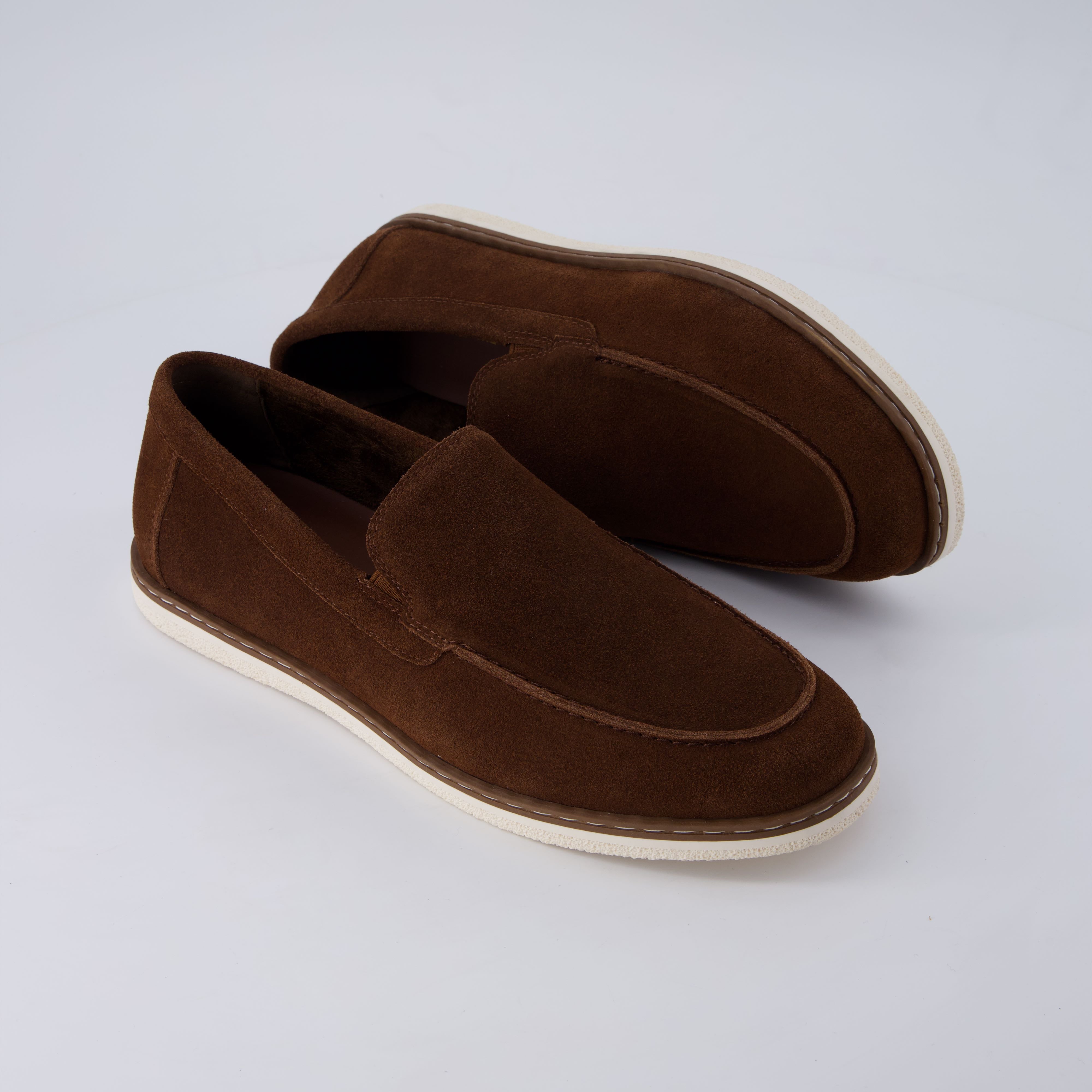 Caden Genuine Suede Penny Loafers BROWN Medium