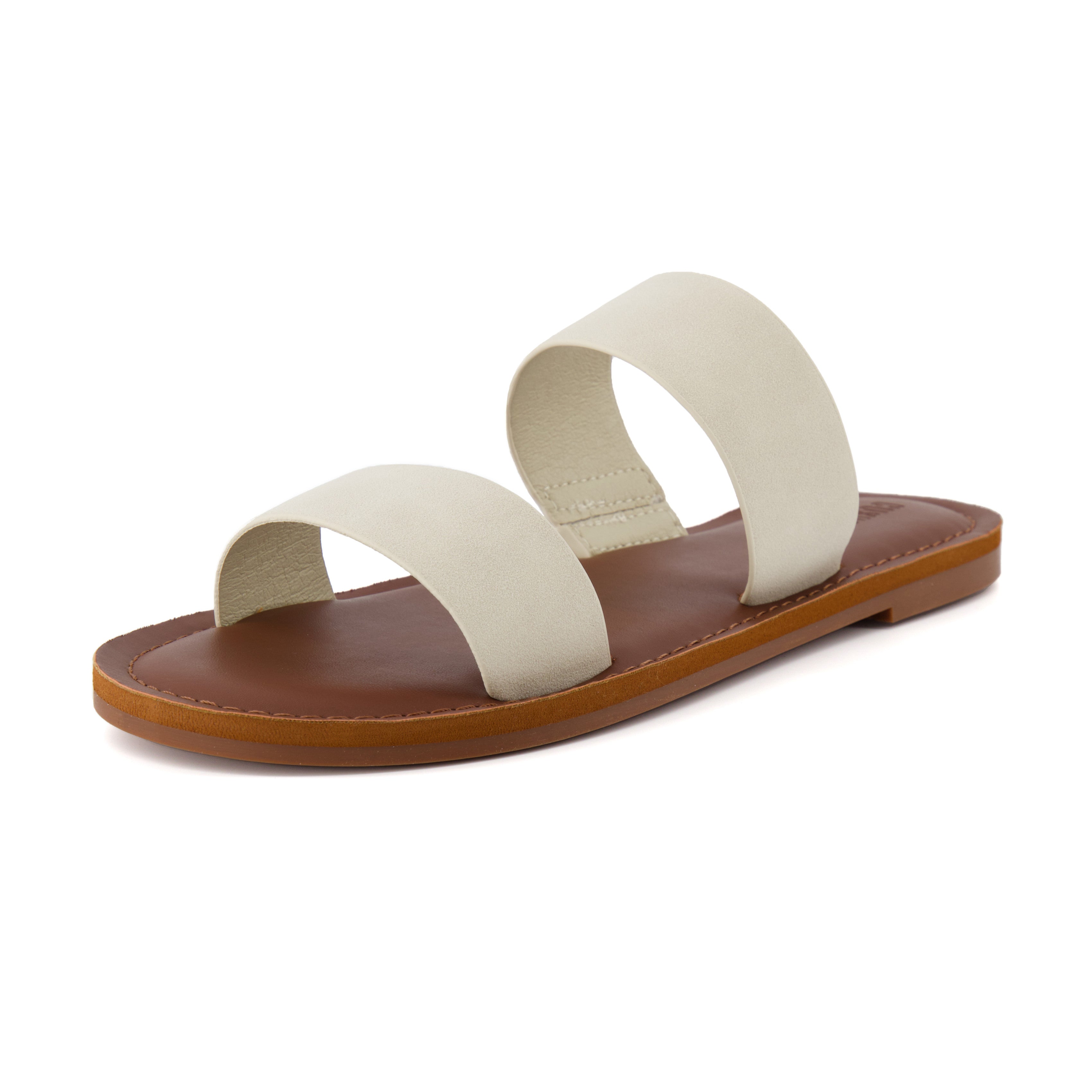 Calico Two Band Slide Sandal Bone