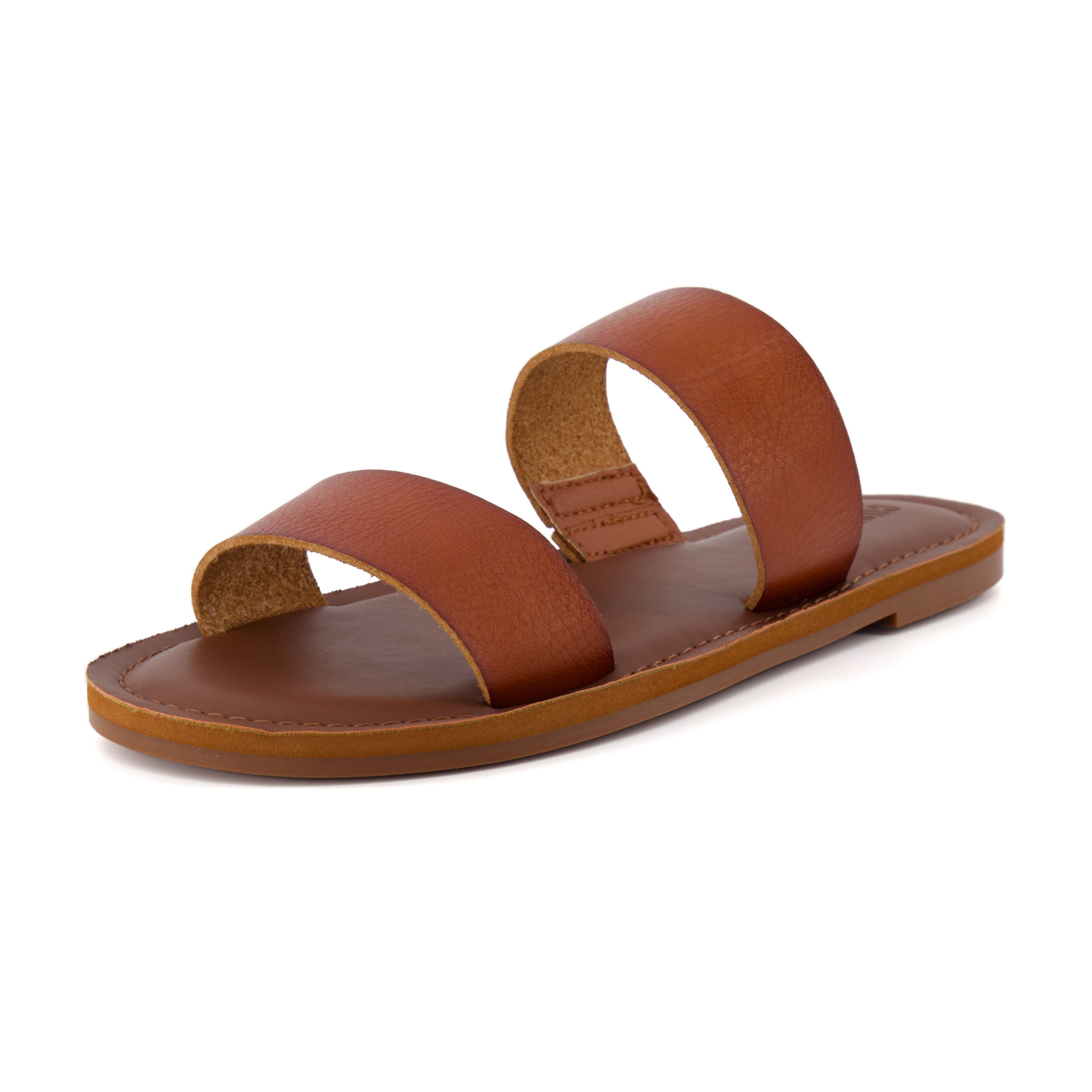Calico Two Band Slide Sandal Cognac
