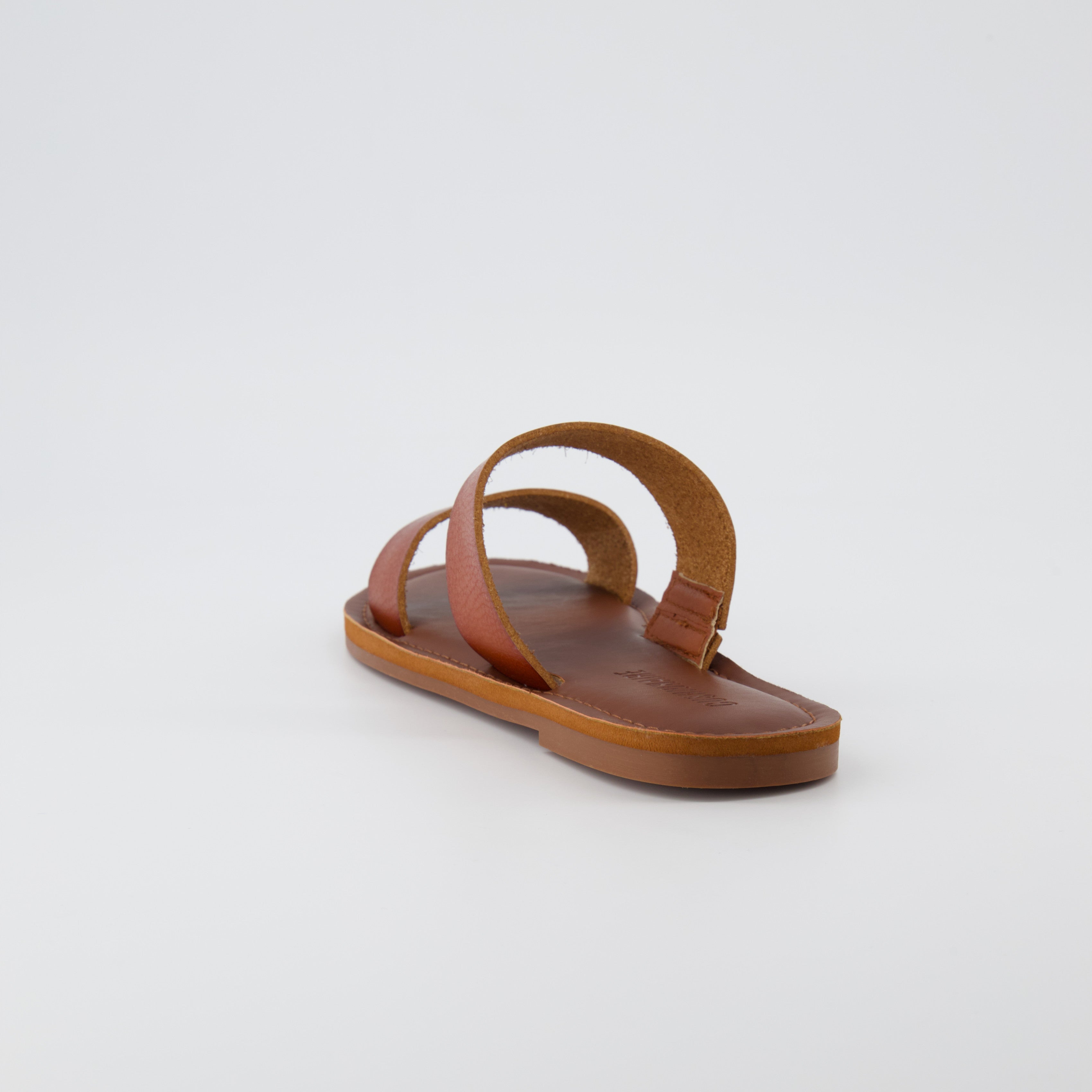 Calico Two Band Slide Sandal Cognac