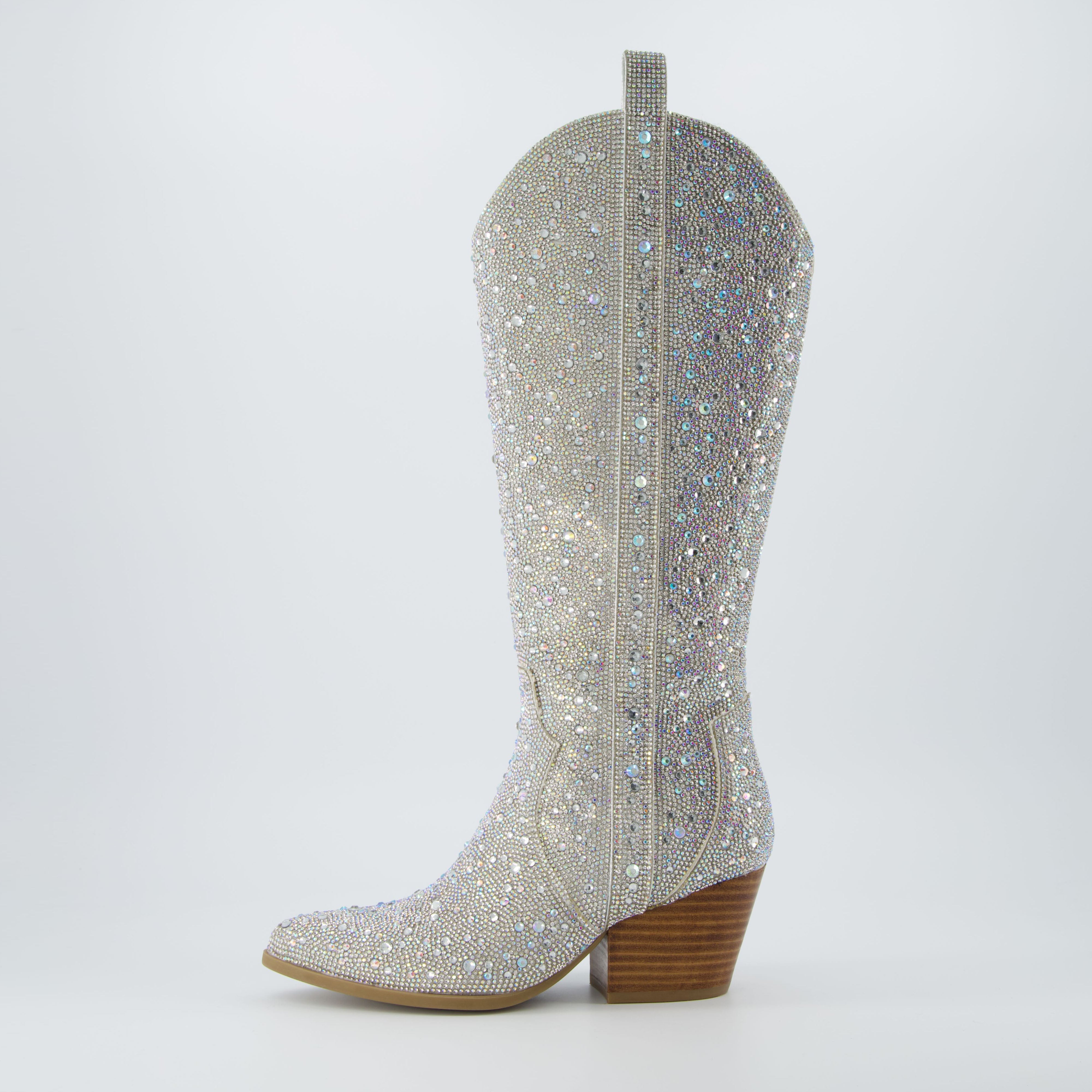 Caress Tall Western Boot Silver