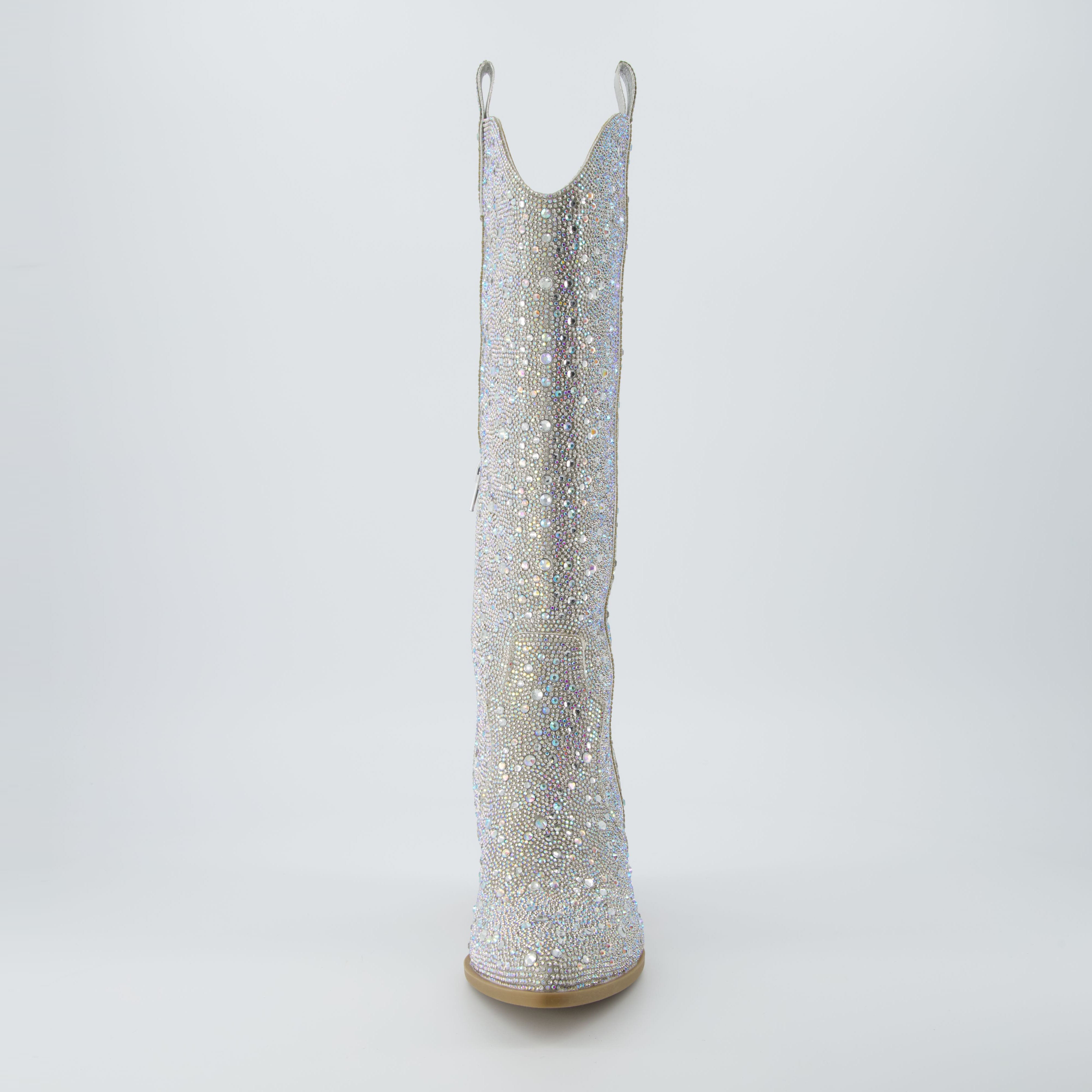 Caress Tall Western Boot Silver