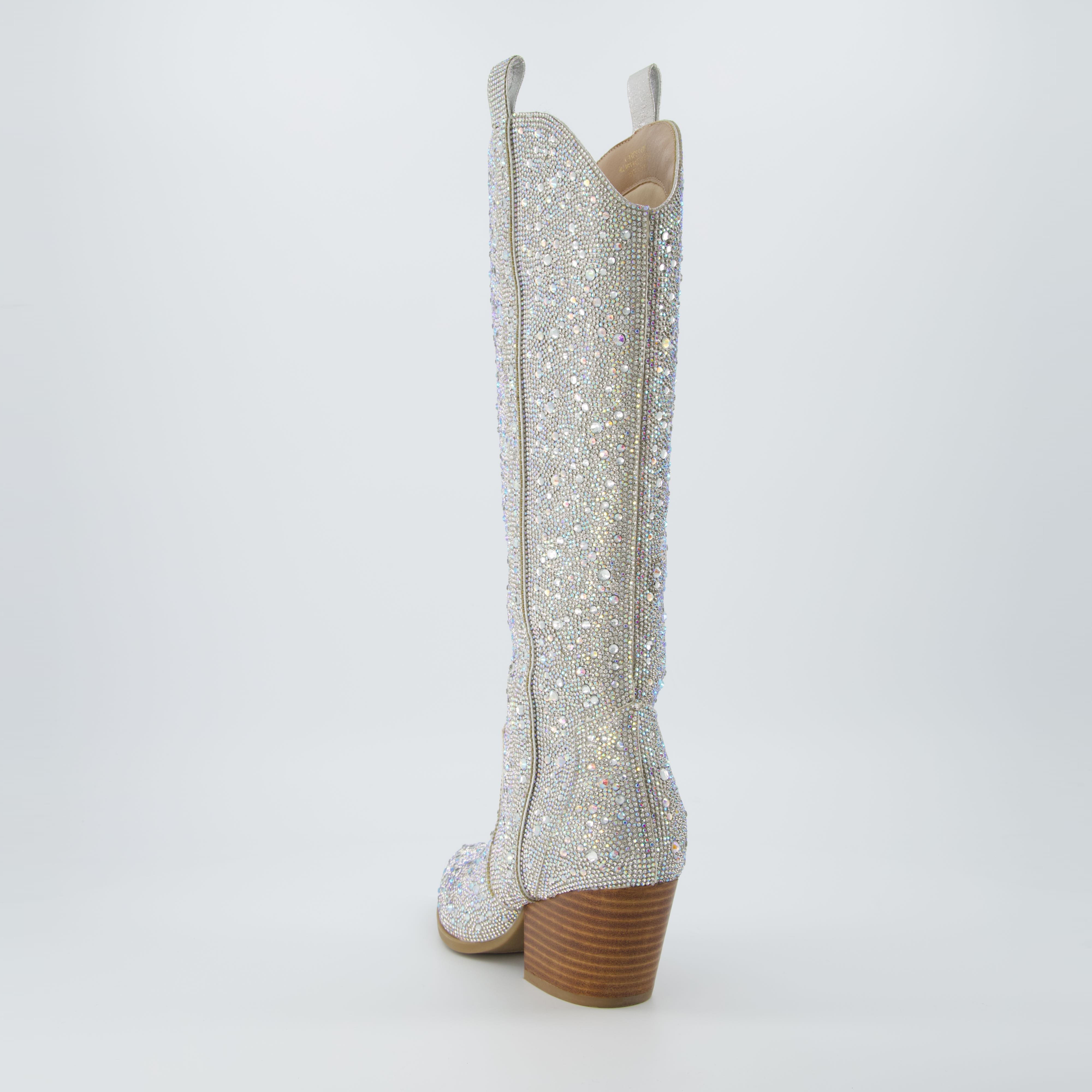 Caress Tall Western Boot Silver