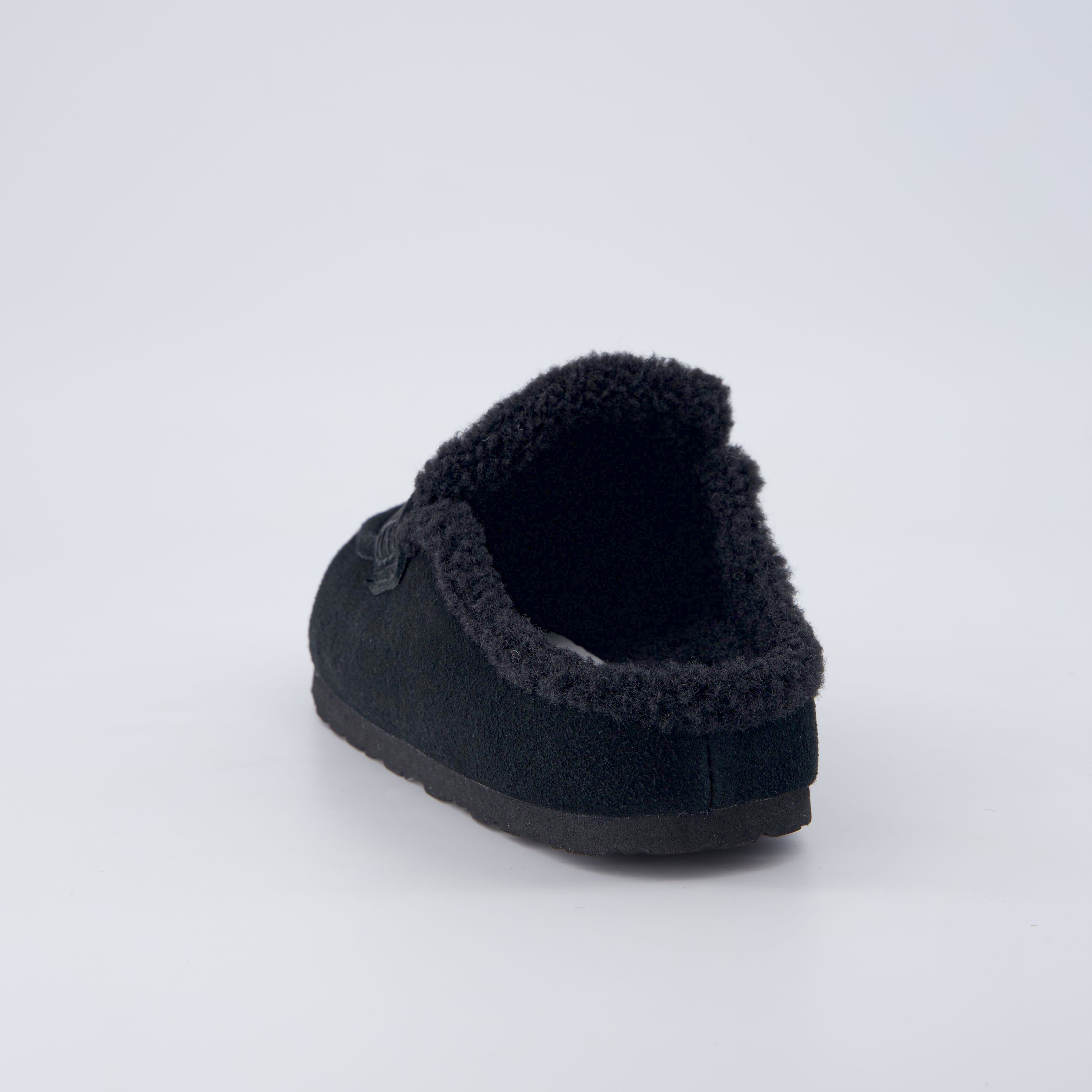 Casey Genuine Suede Moccasin Slippers Black
