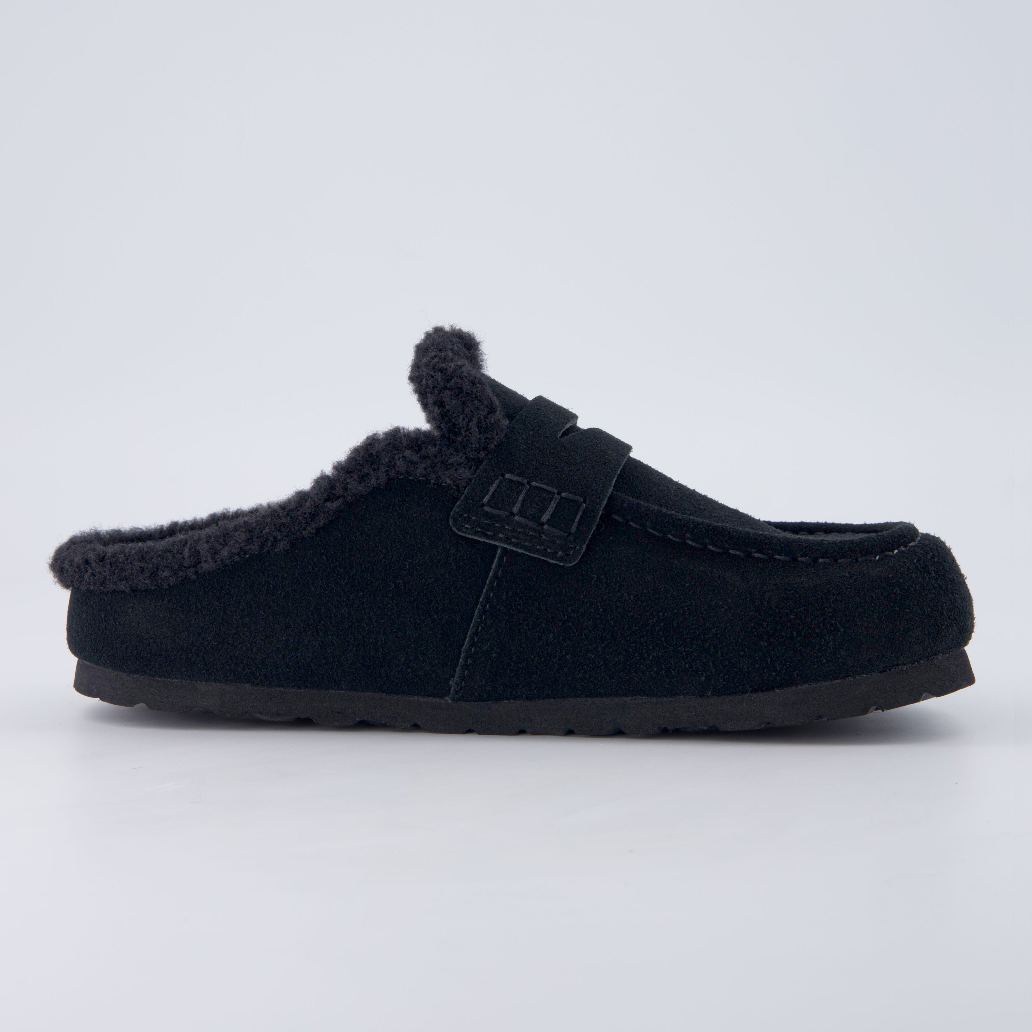 Casey Genuine Suede Moccasin Slippers Black