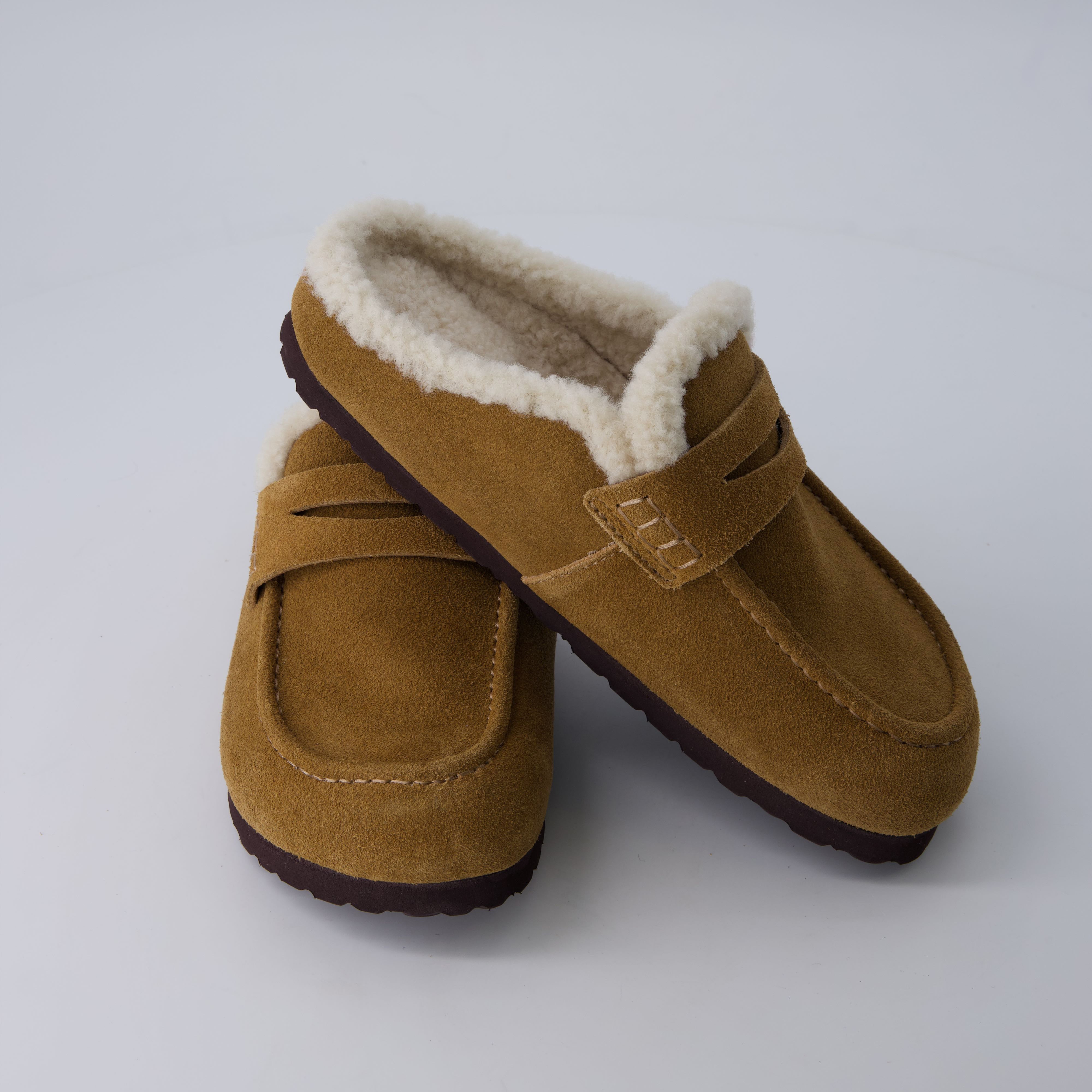 Casey Genuine Suede Moccasin Slippers Camel